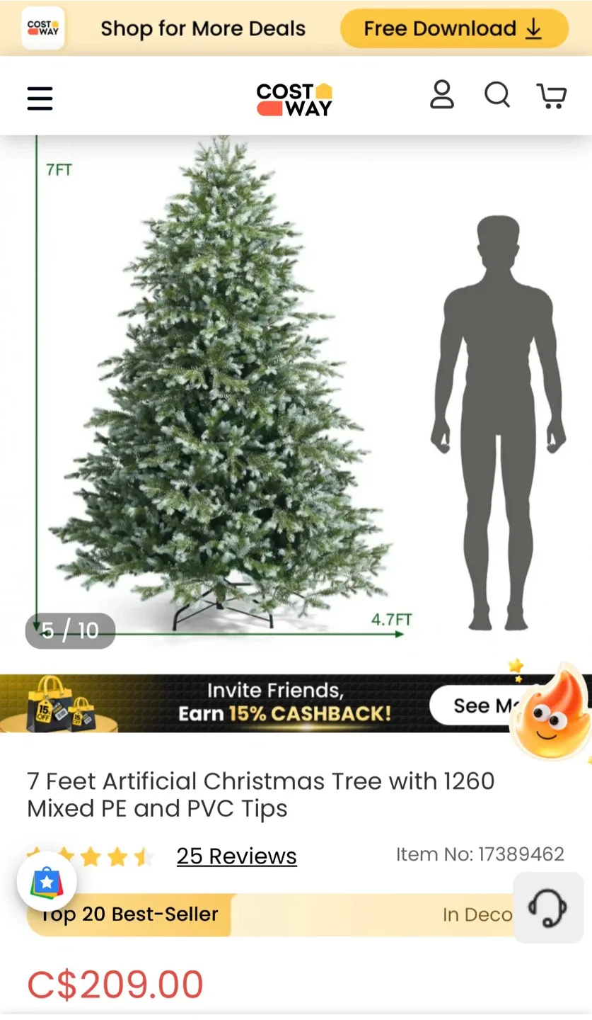 COSTWAY 7 ft Artificial Christmas Tree - New in Box! image indicator(2)