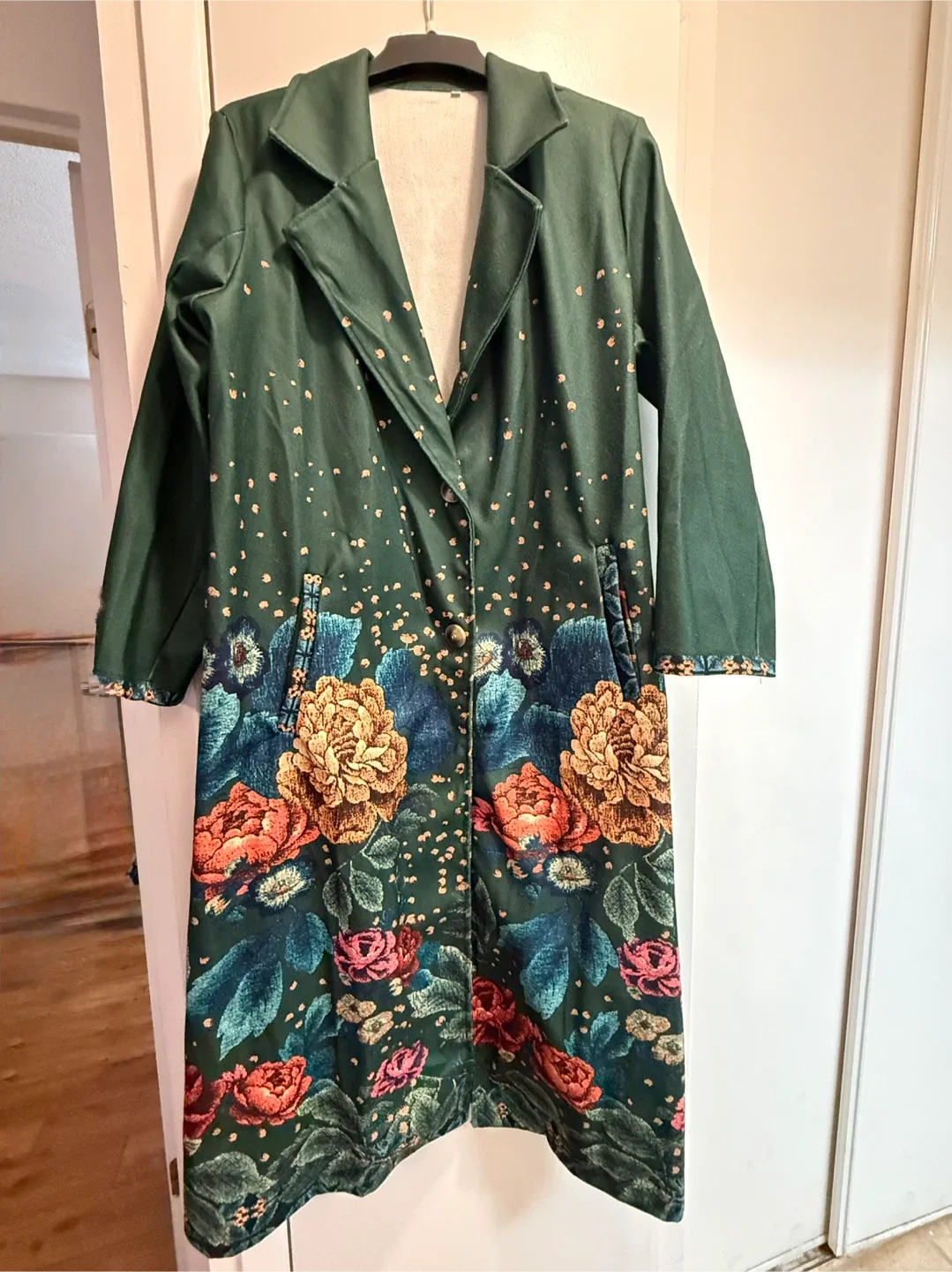 Floral Print Coat - Green