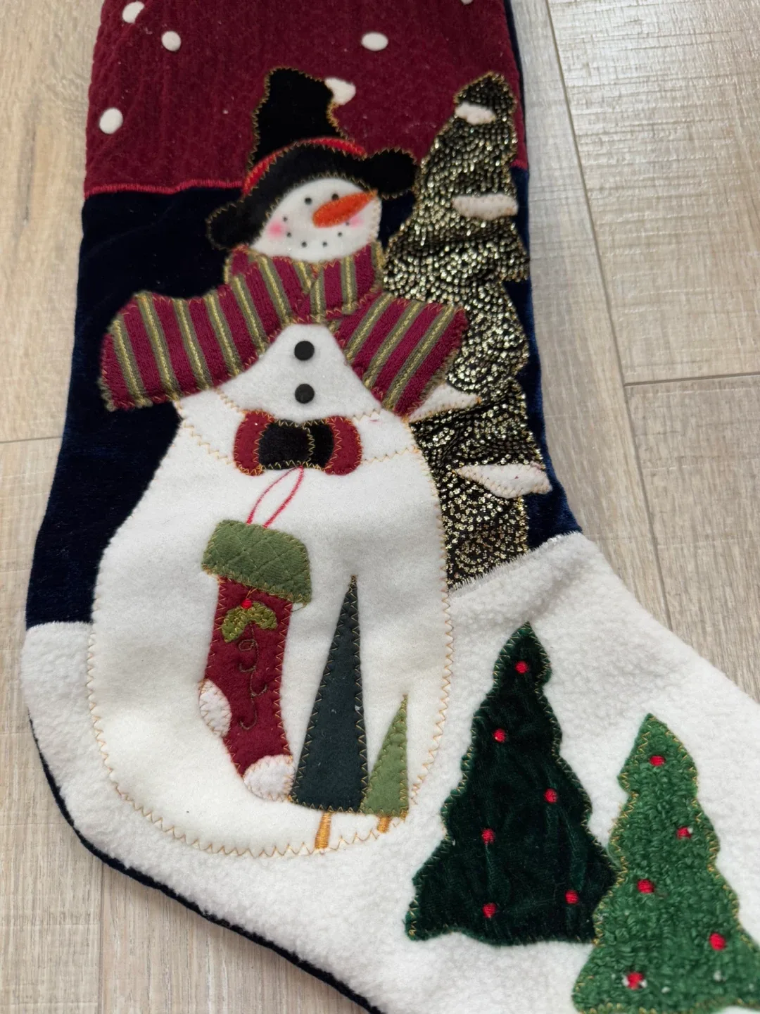 Christmas Stocking with Snowman Design image indicator(2)