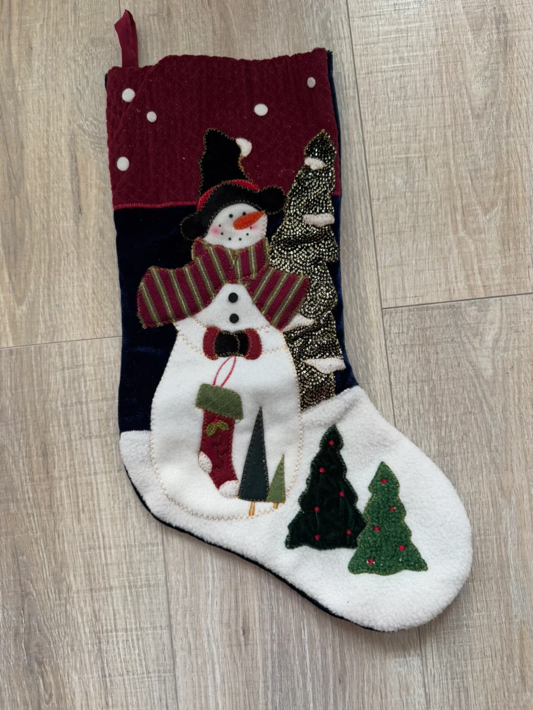 Christmas Stocking with Snowman Design