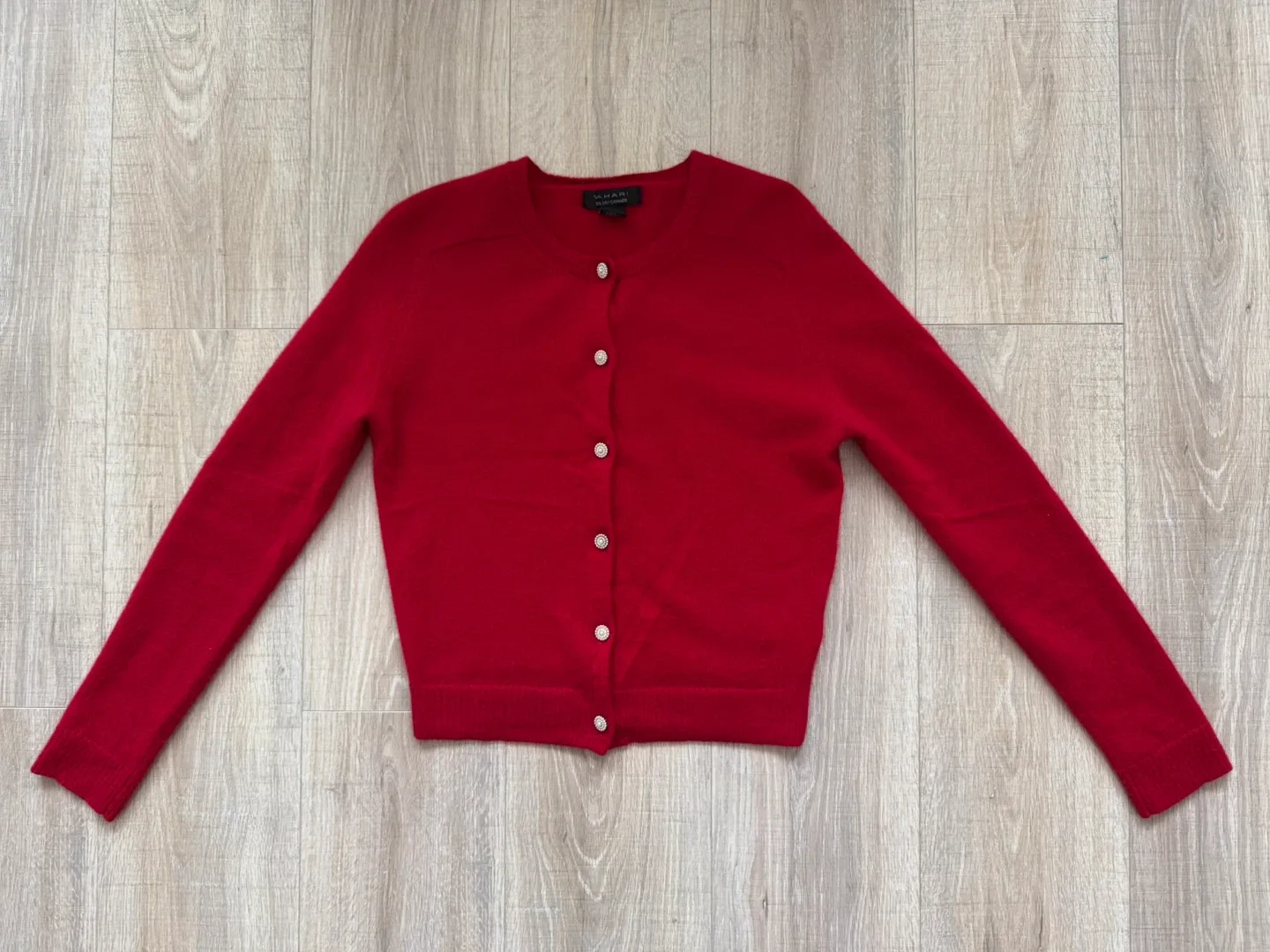 Tahari Red 2 ply Cashmere Cardigan - Size M