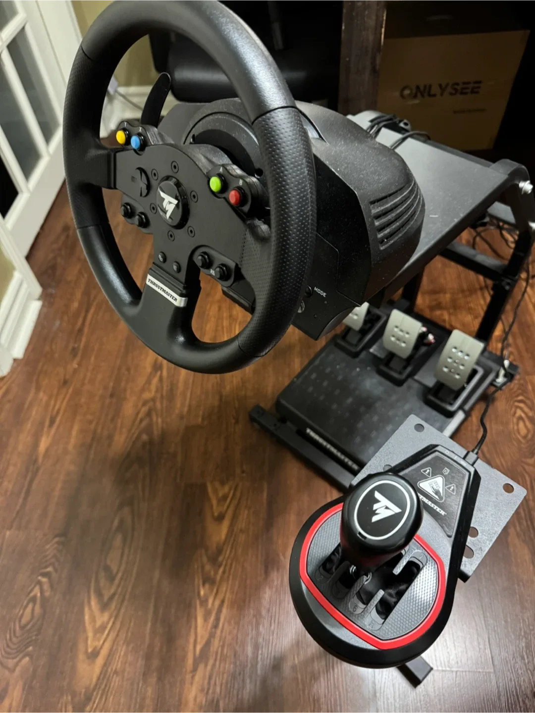 Thrustmaster Racing Wheel and Pedals and shifter and Stand