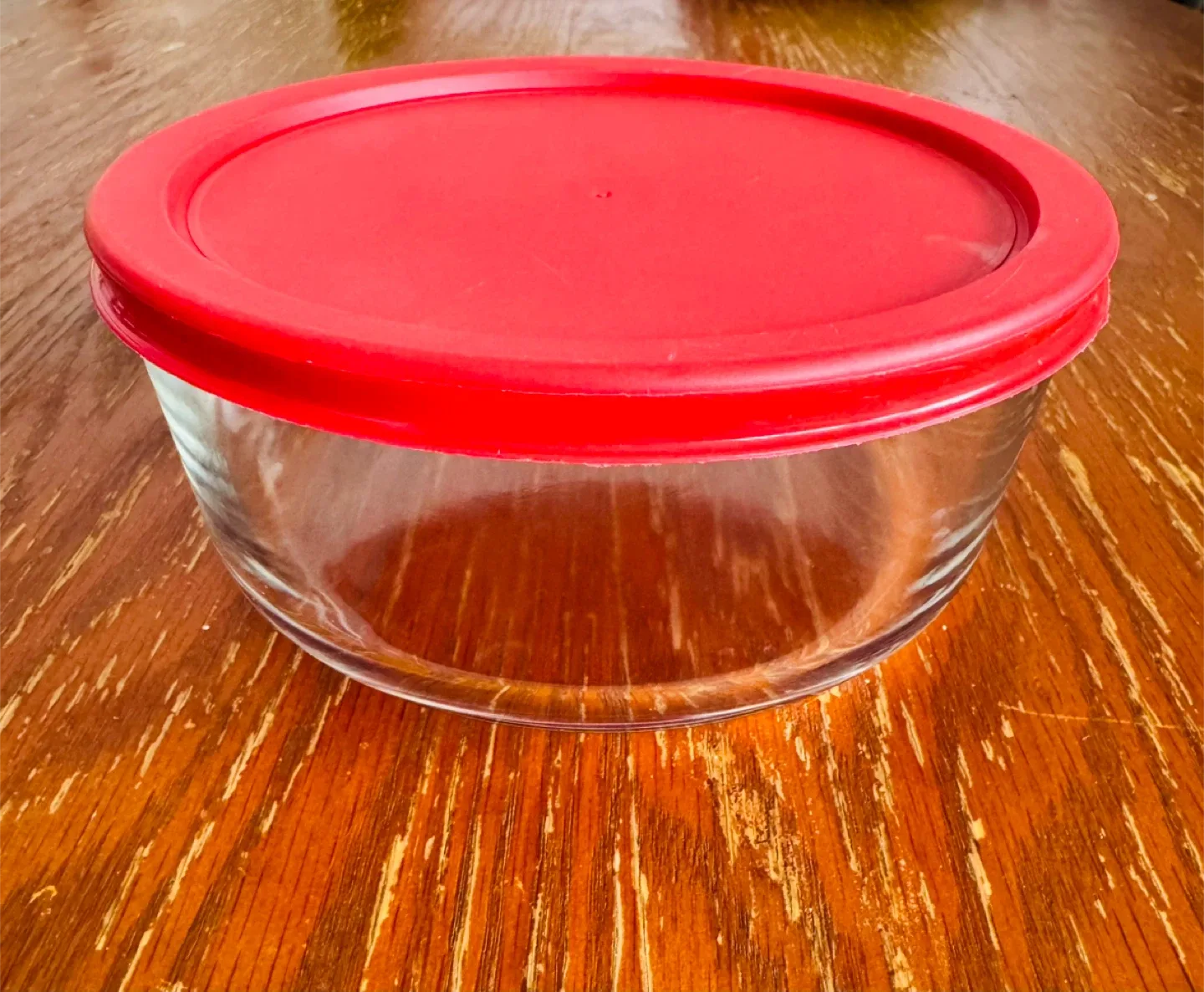 Glass Food Storage Container with Red Lid
