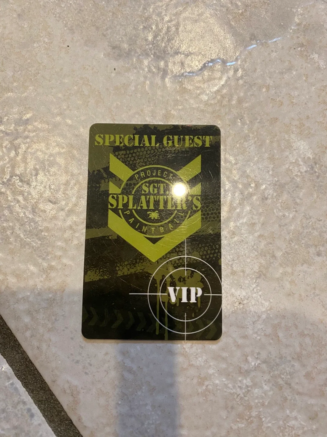 Sgt Splatters Paintball VIP Special Guest Card