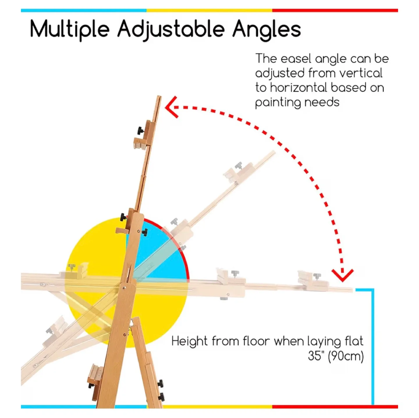 Wooden easel with wheels - Adjustable & Sturdy image indicator(7)
