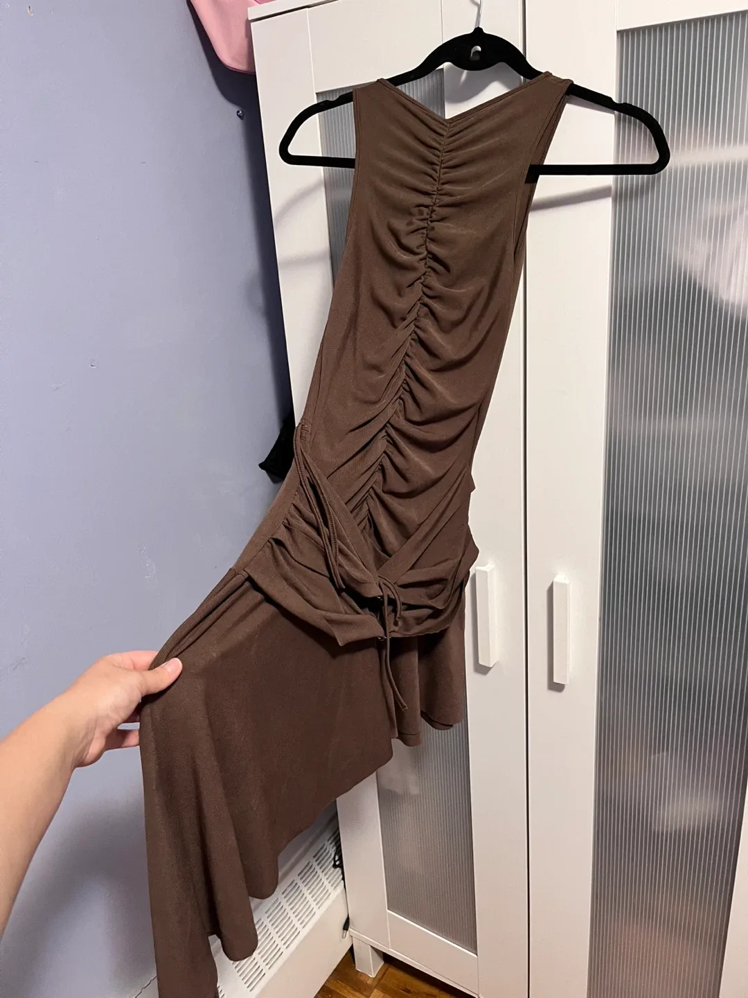 Brown Ruched Mini Dress