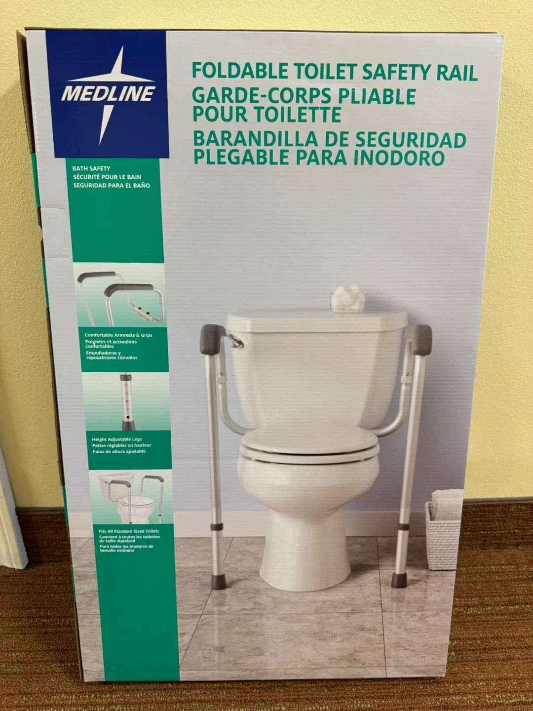 Medline Foldable Toilet Safety Rail - New in Box!