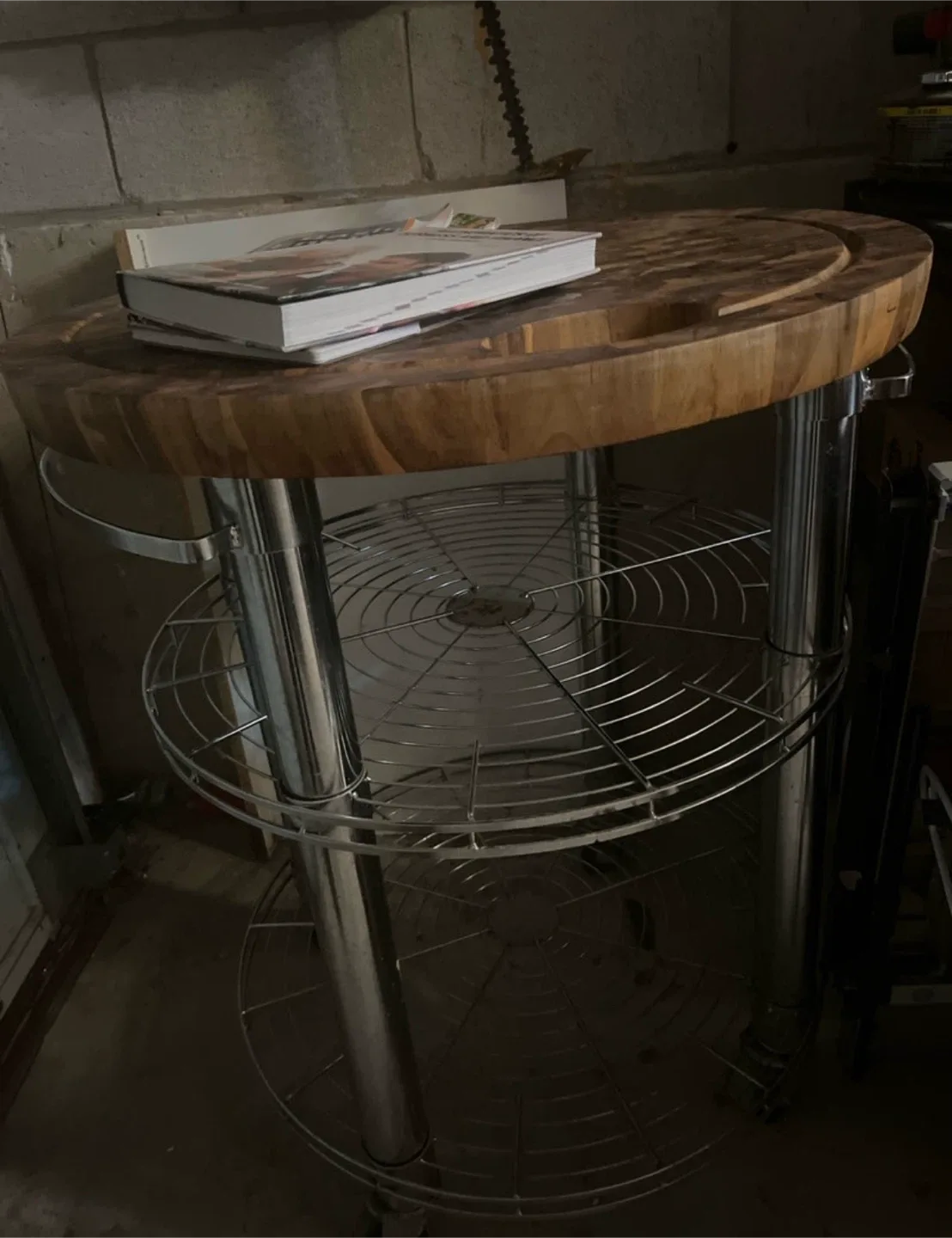 Wood & Chrome Kitchen Island Cart