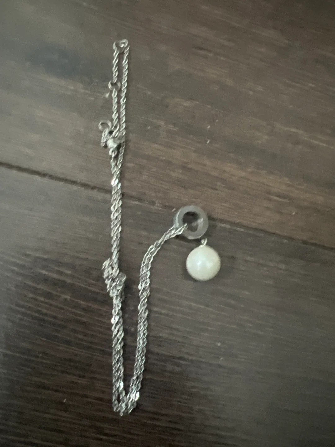 Silver Chain Necklace with Pearl