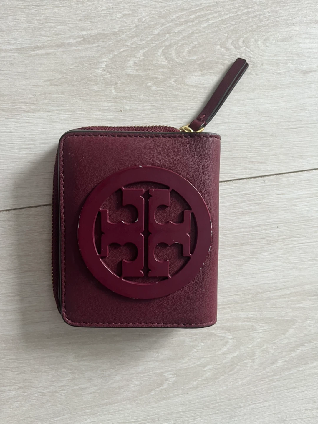 Tory Burch Burgundy Charlie Leather Wallet