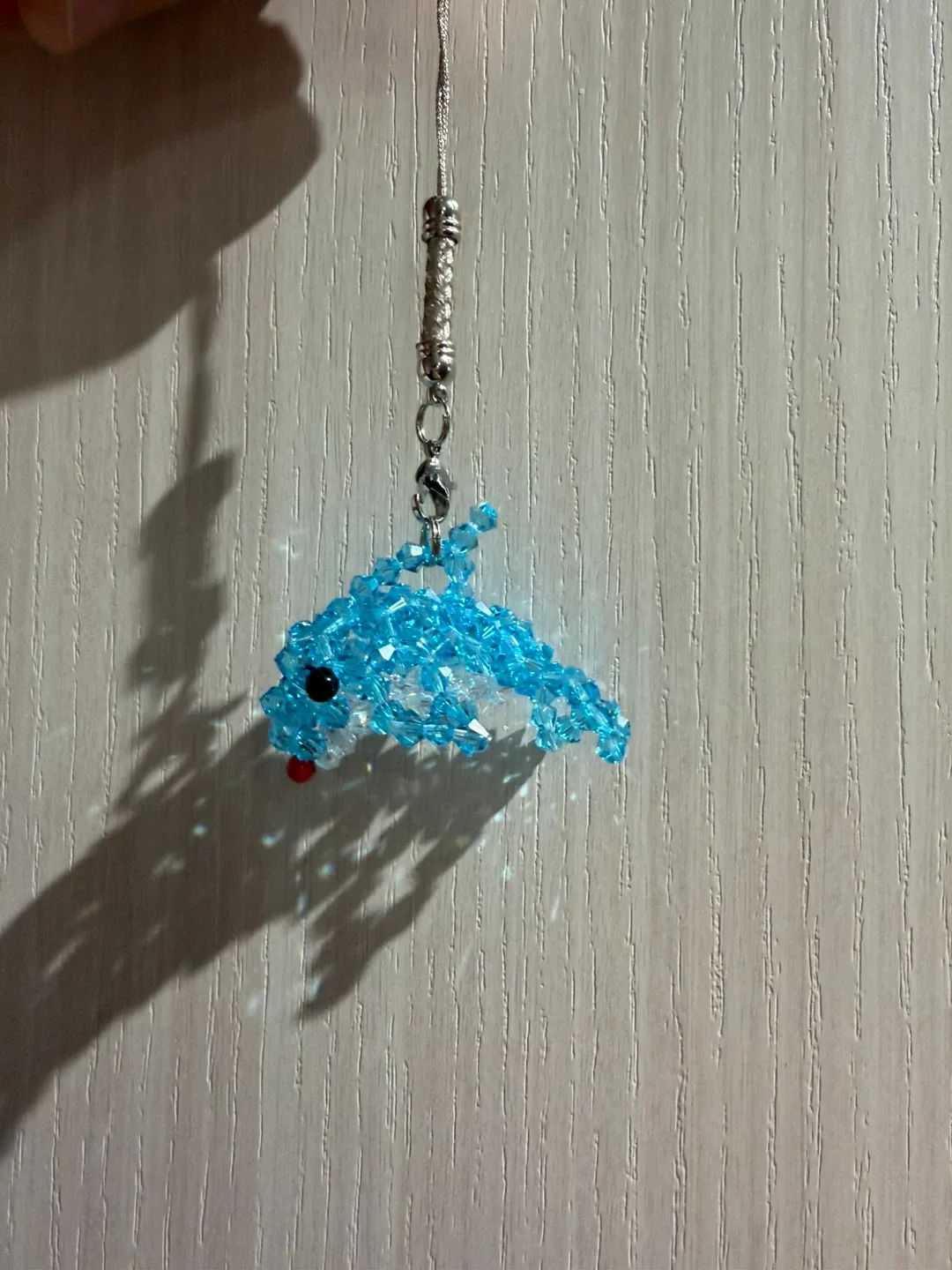 Blue Beaded Dolphin Keychain