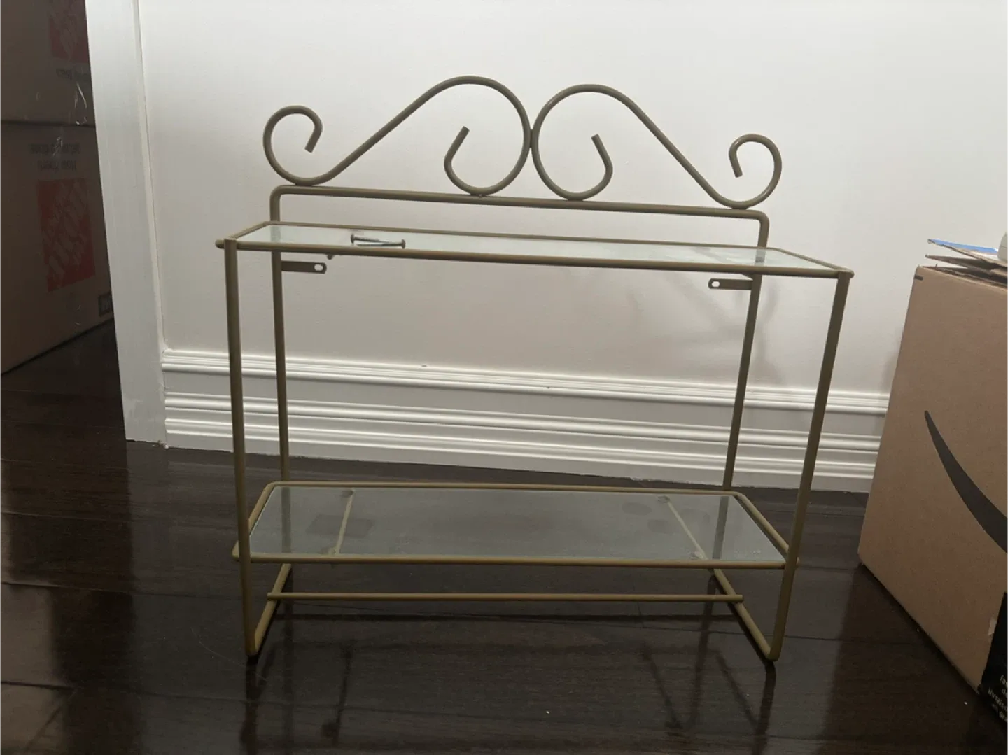 Gold Metal & Glass Shelf