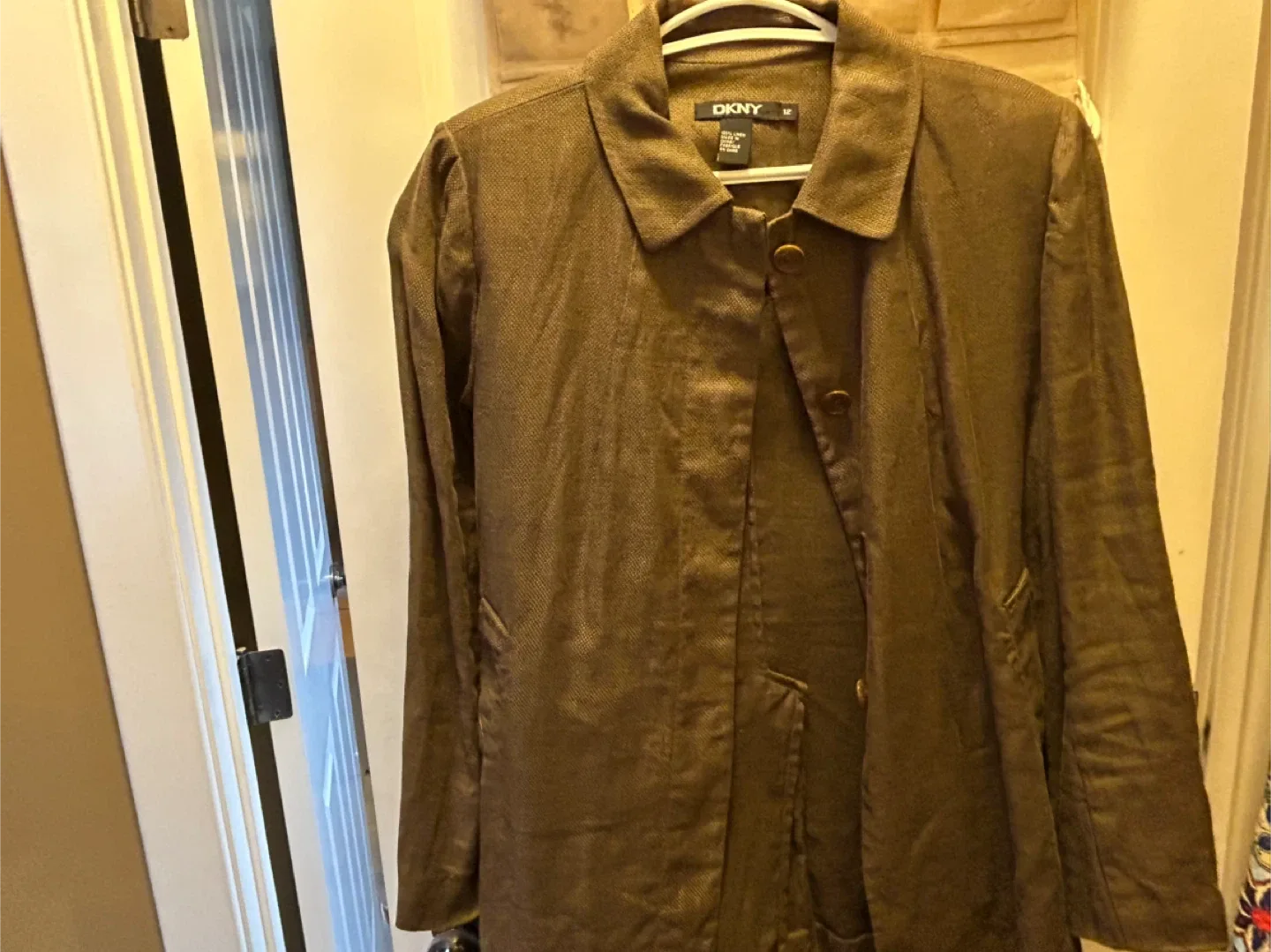 DKNY Brown Linen Blend Blazer - Size 12