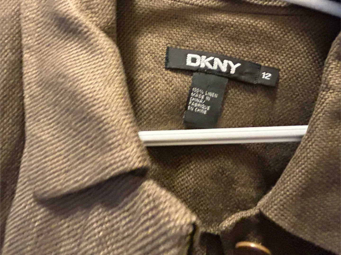 DKNY Brown Linen Blend Blazer - Size 12 image indicator(2)