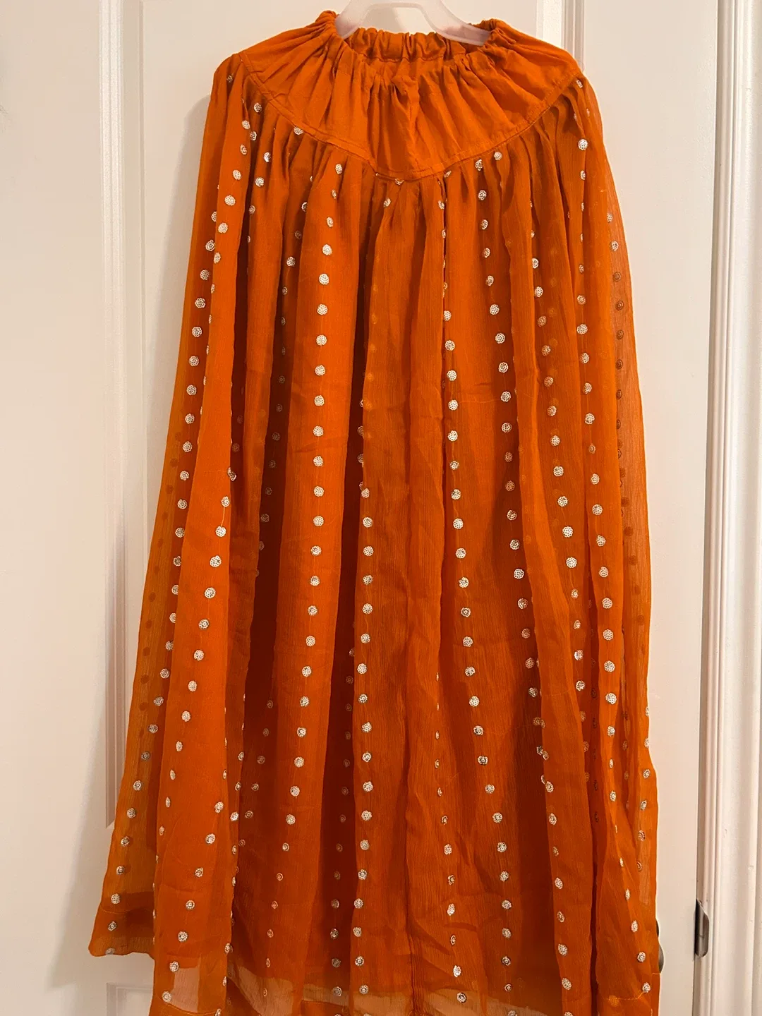 Orange Indian Dress with Silver Embroidery #Cleanout image indicator(3)