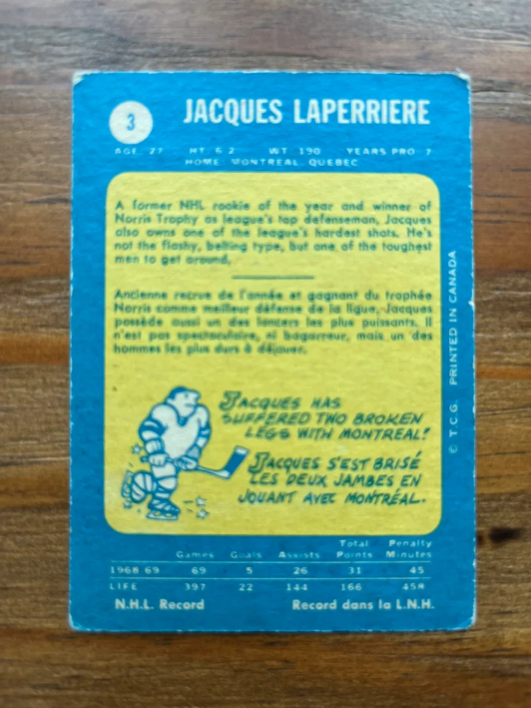 1969-70 O-PEE-CHEE OPC #3 JACQUES LAPERRIERE image indicator(2)