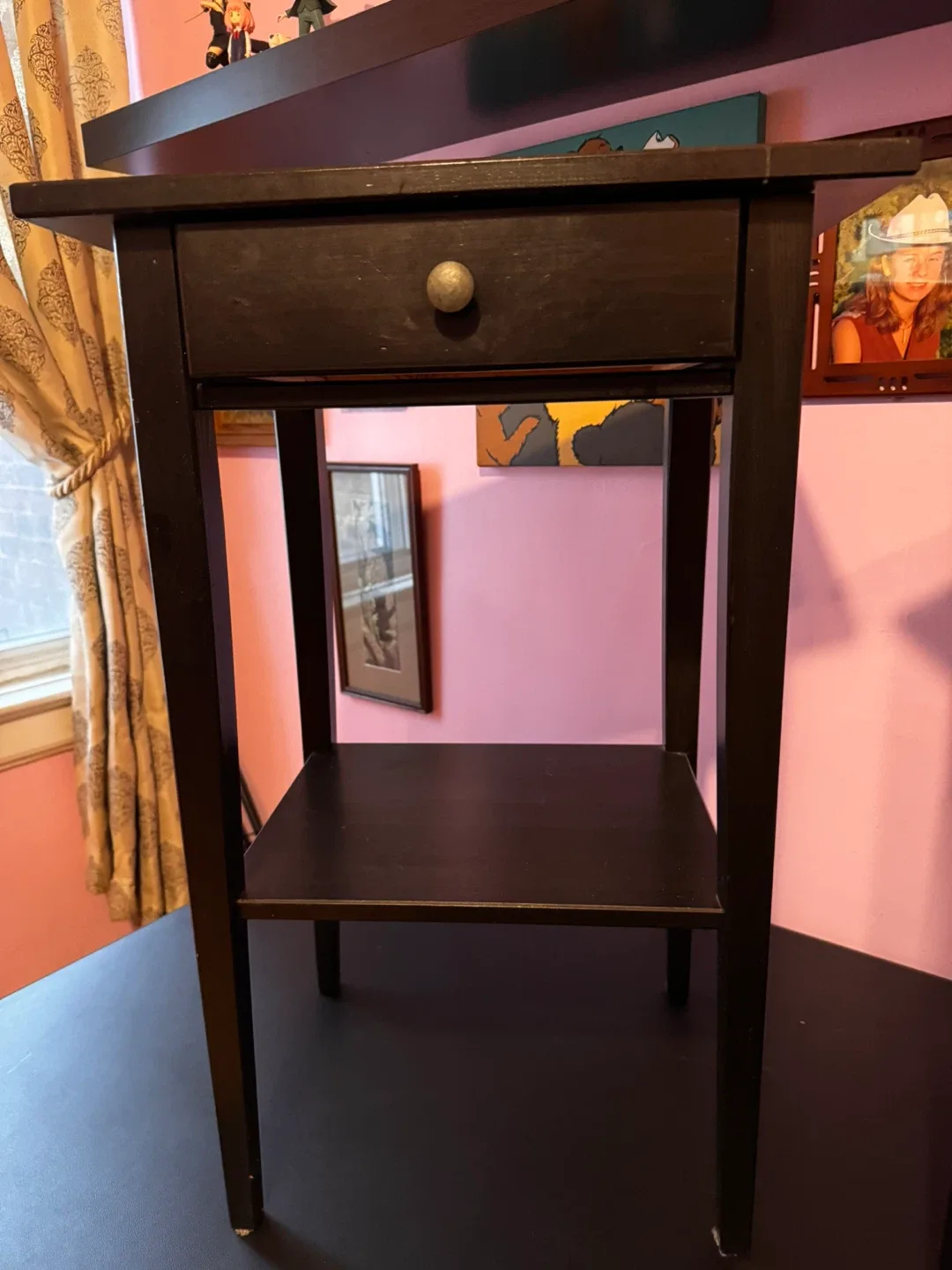 IKEA Dark Wood Nightstands with Drawer