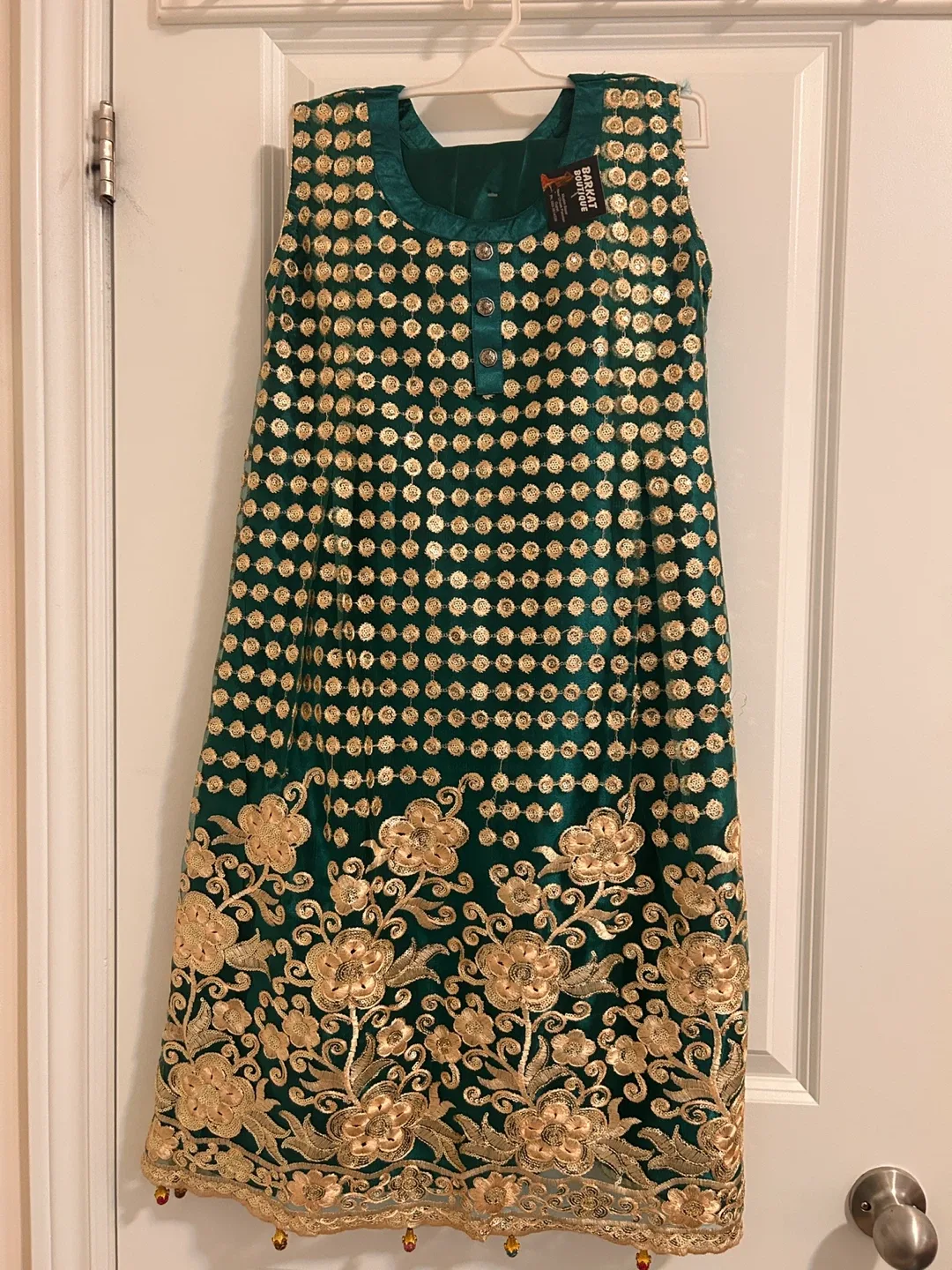 Barkat Boutique Green & Gold Dress - Size 36 #Cleanout
