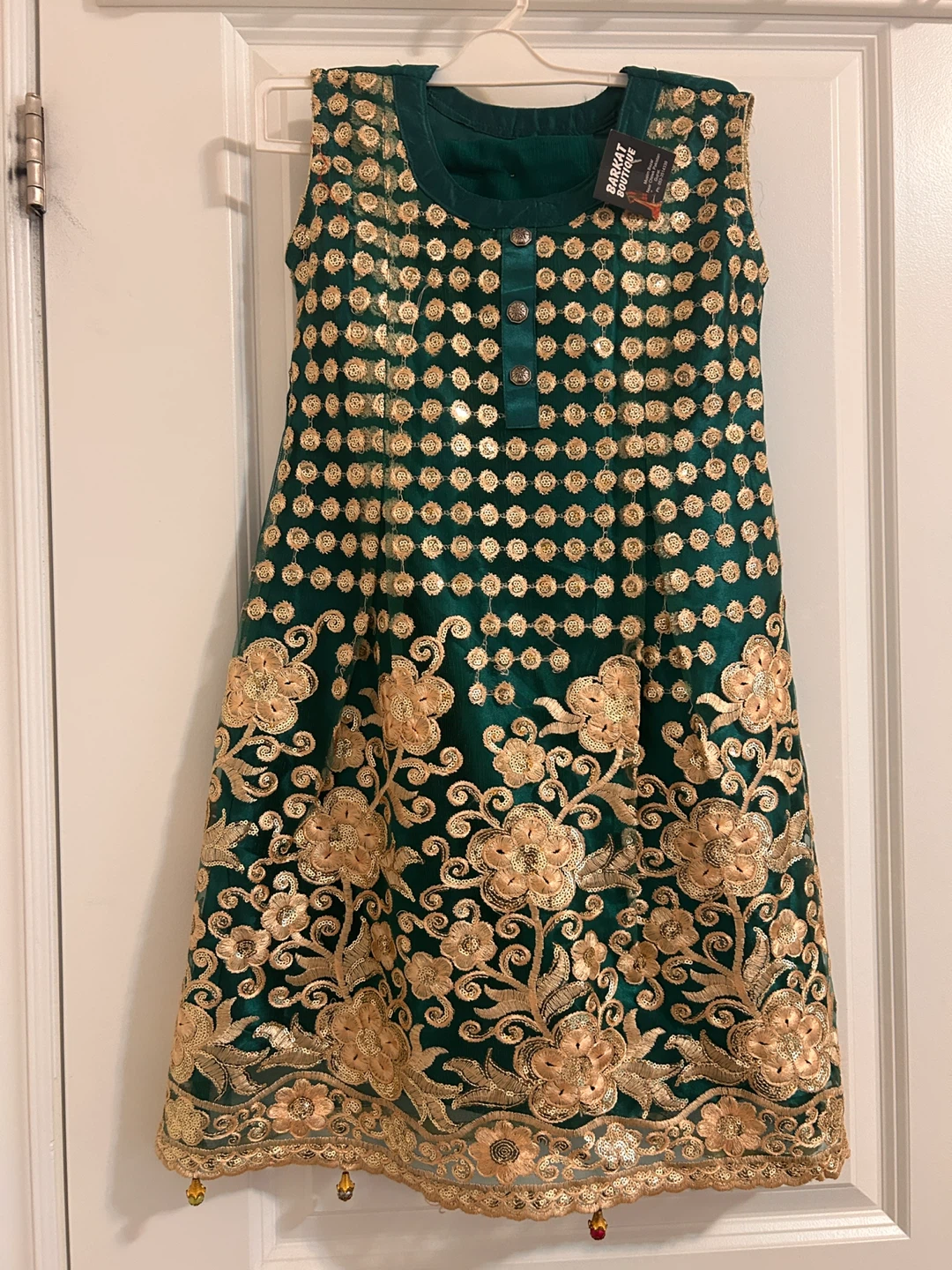 Barkat Boutique Green & Gold Dress - Size 36 #Cleanout - photo 4