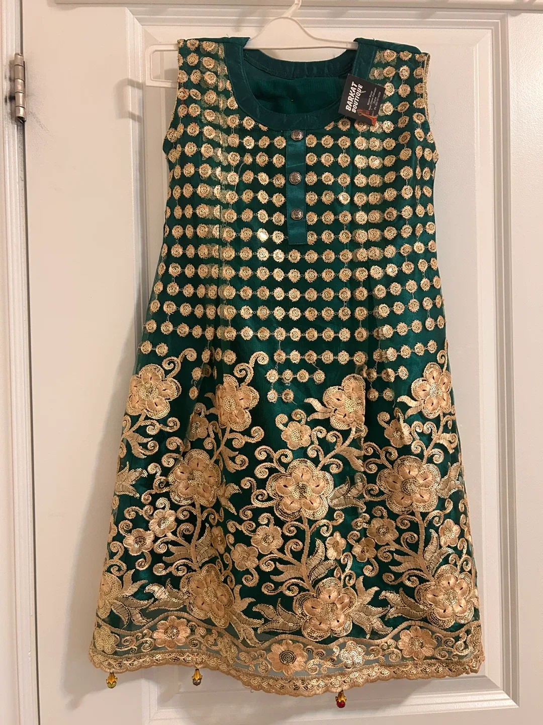 Barkat Boutique Green & Gold Dress - Size 36 #Cleanout image indicator(4)