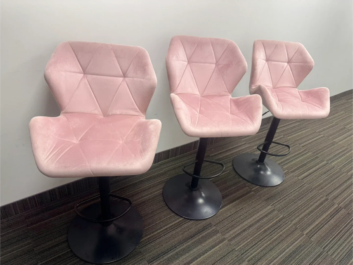 3 Beautiful Pink an Fabulous Bar Height Stools for $80