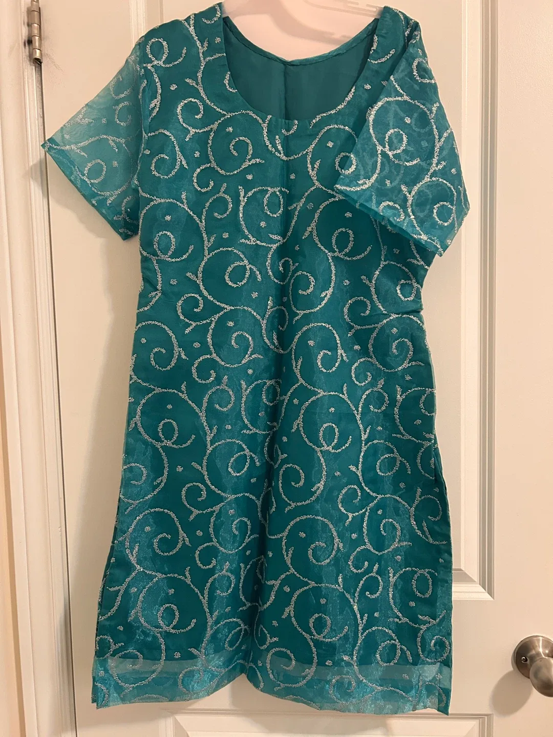 Teal Dress with Silver Embroidery #Cleanout