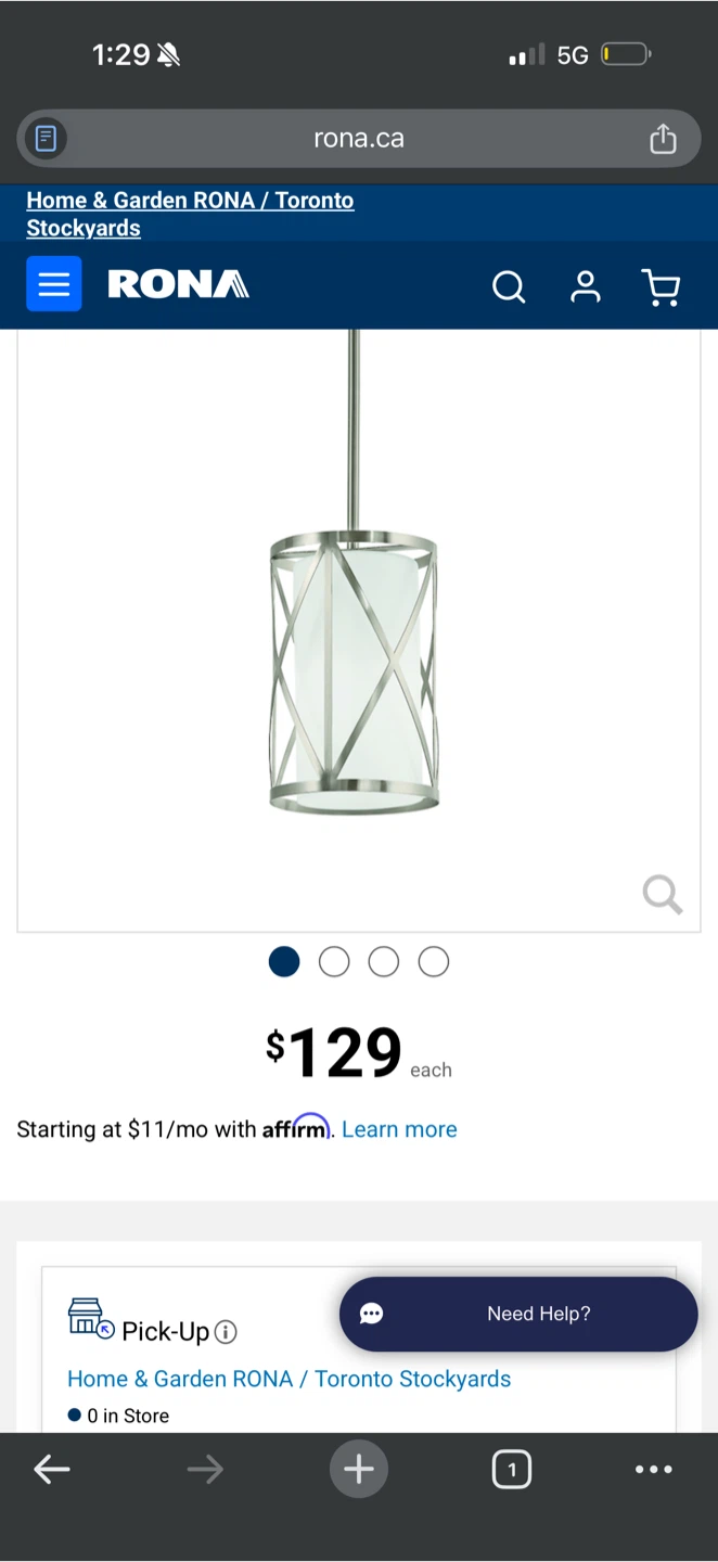 BNIB Kichler Edenbrook 1-Light Pendant - Brushed Nickel - photo 3