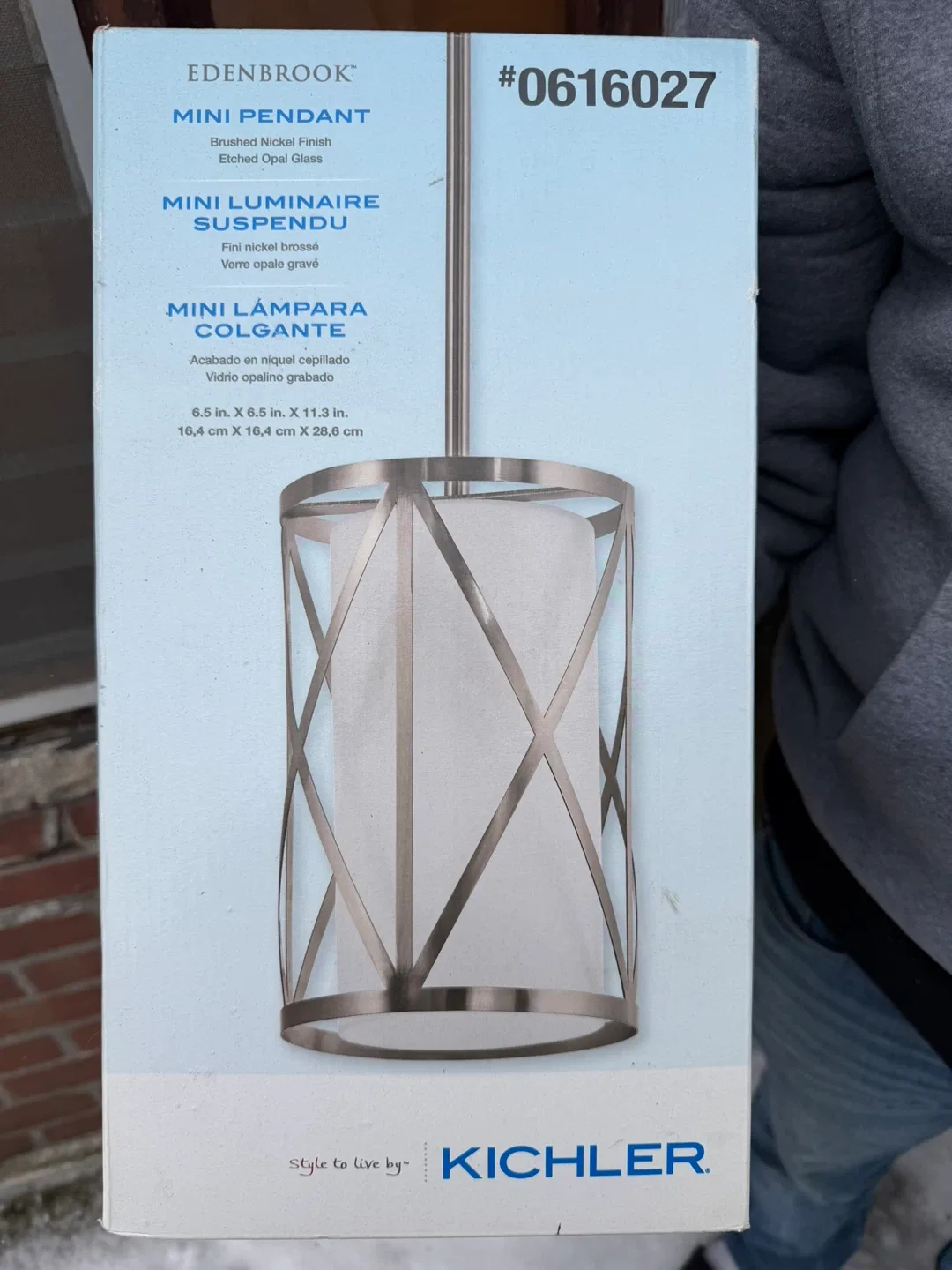 BNIB Kichler Edenbrook 1-Light Pendant - Brushed Nickel