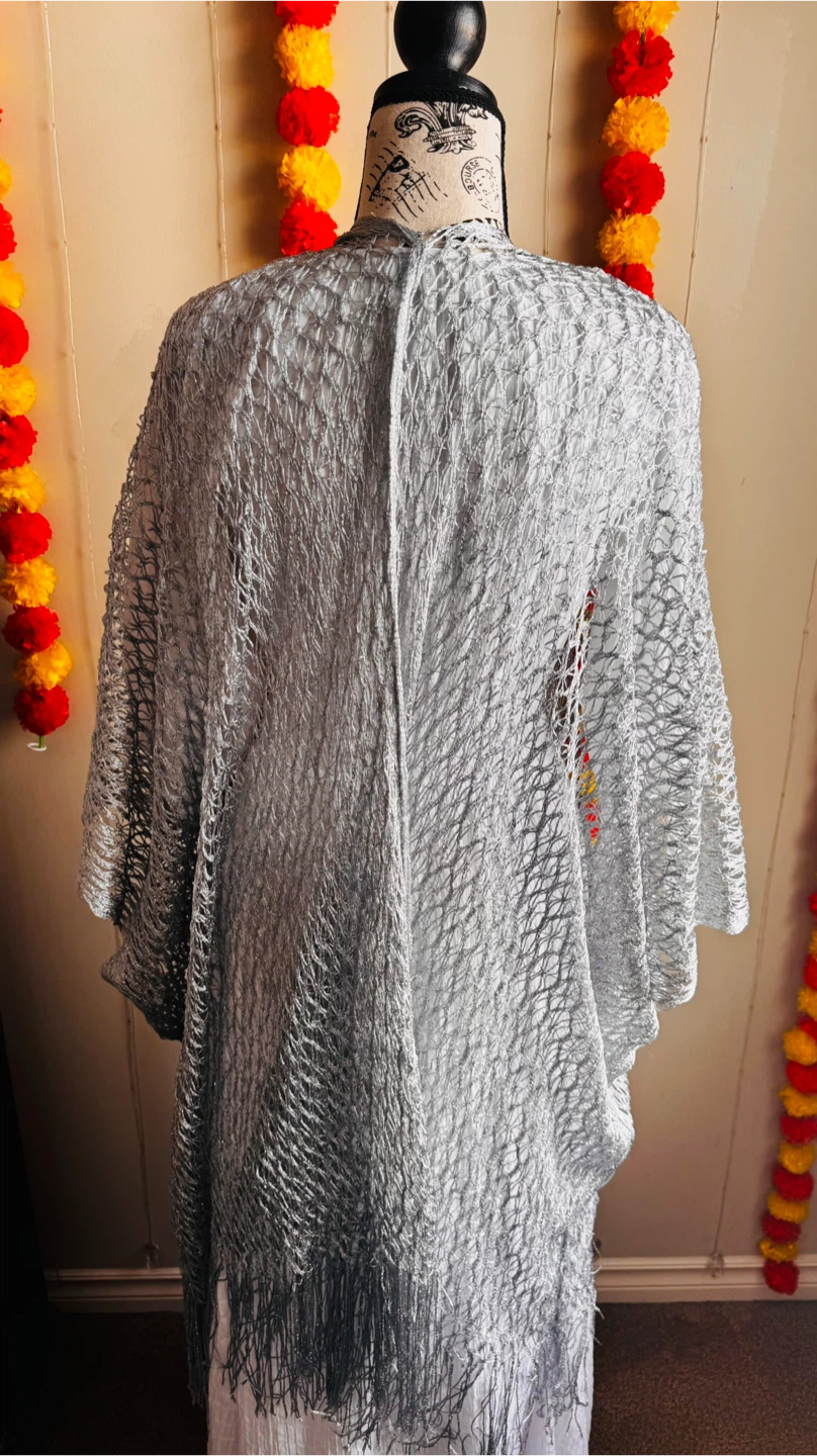 Silver Crochet Fringe Shawl - photo 3