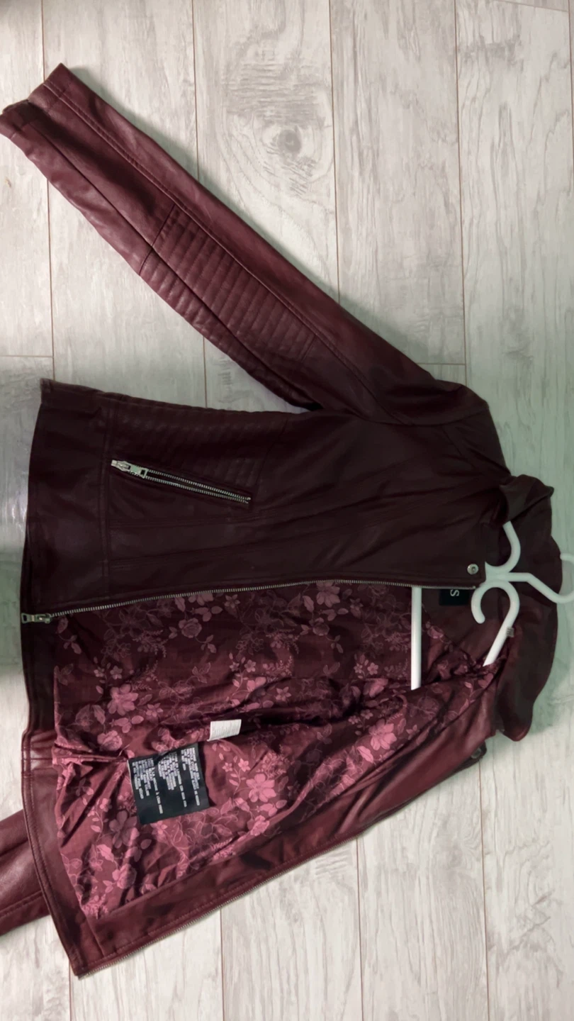 Guess Burgundy Leather Jacket