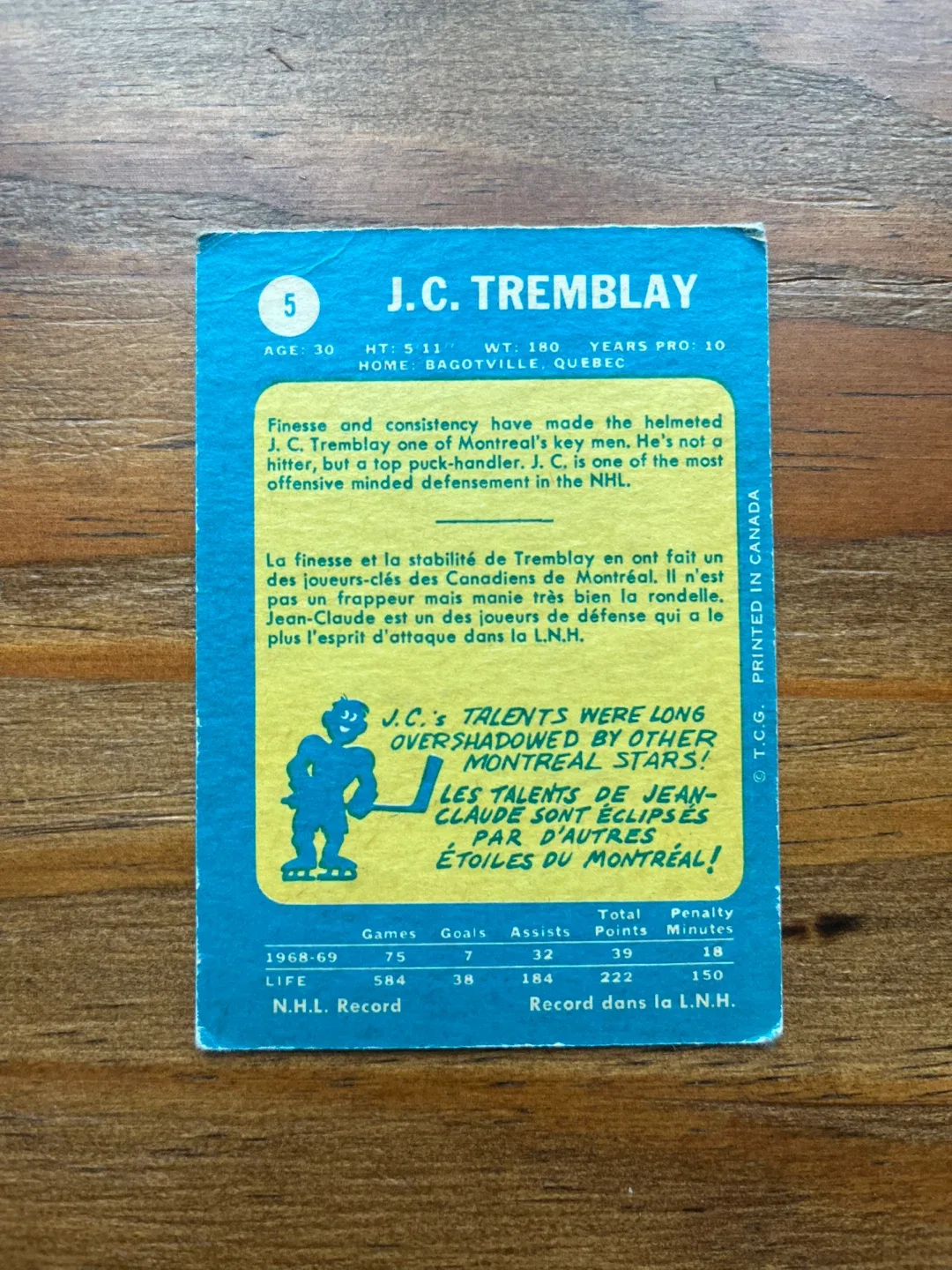 1969 O-PEE-CHEE 5 J.C. TREMBLAY image indicator(2)