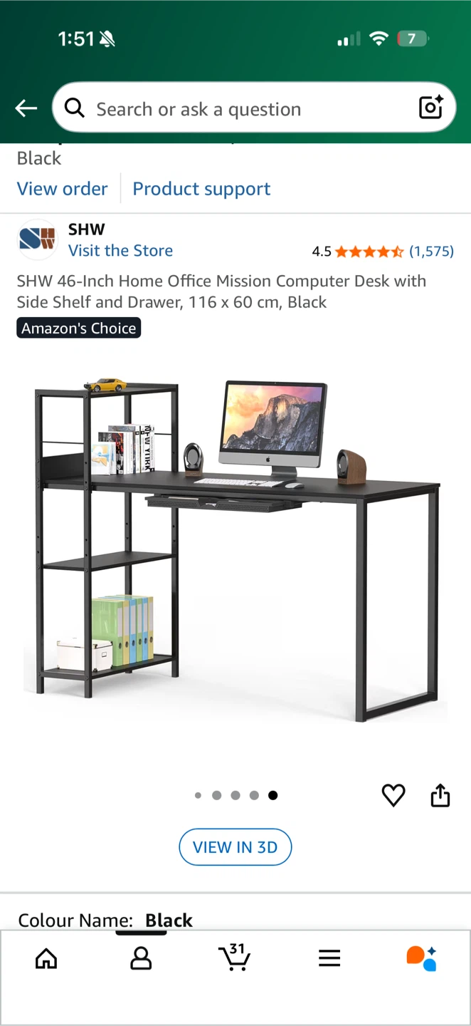 46” Home Office Computer Desk - Black - photo 4
