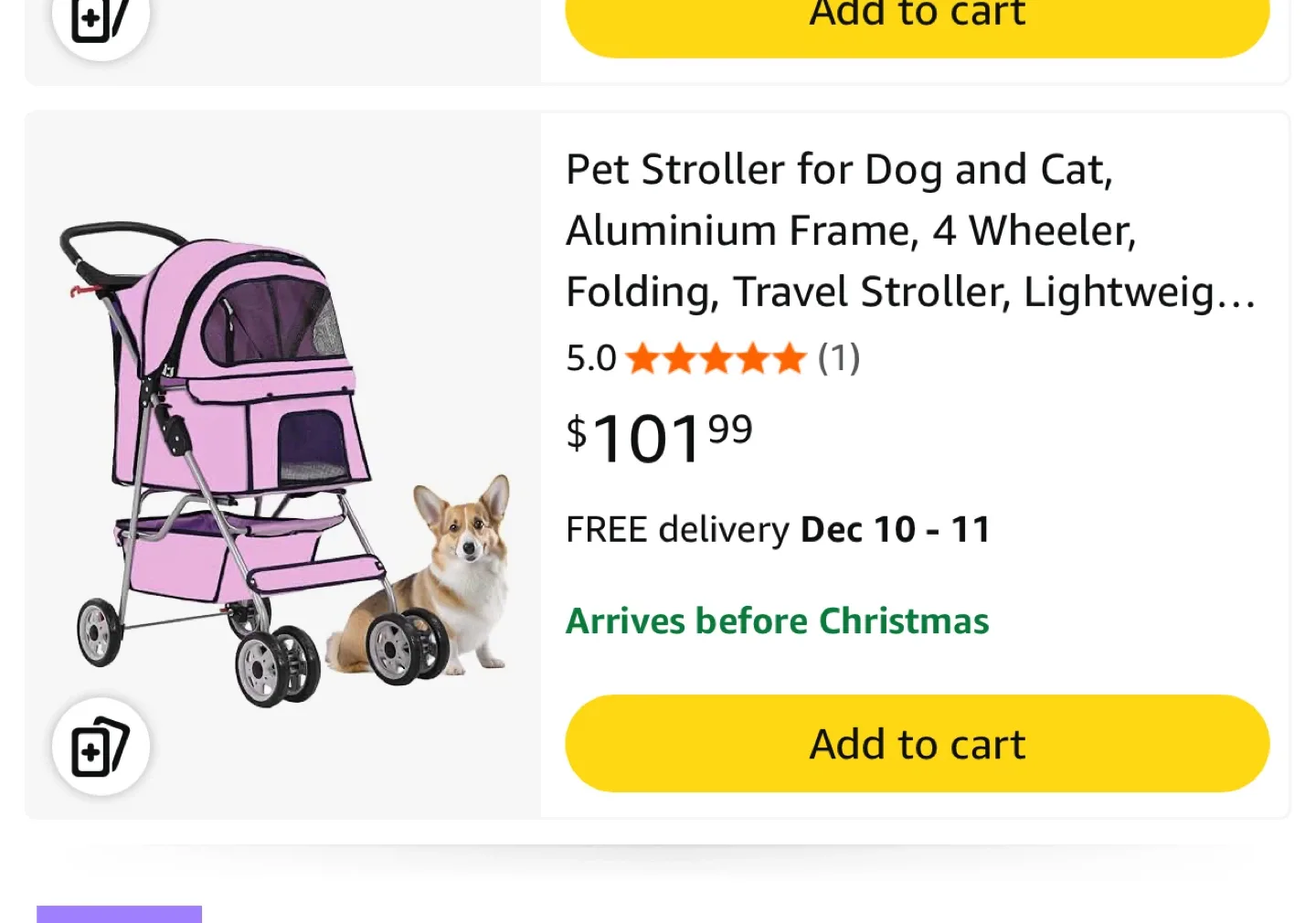 Pet Stroller for Dog and Cat - Pink