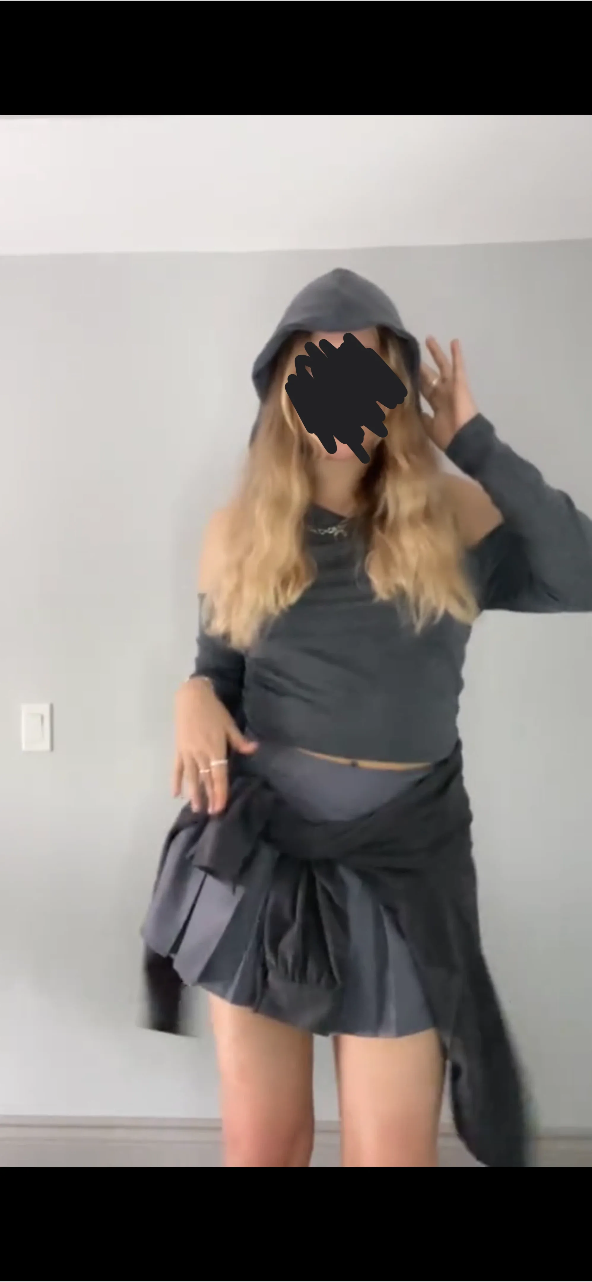 Grey Cold Shoulder Long Sleeve Top