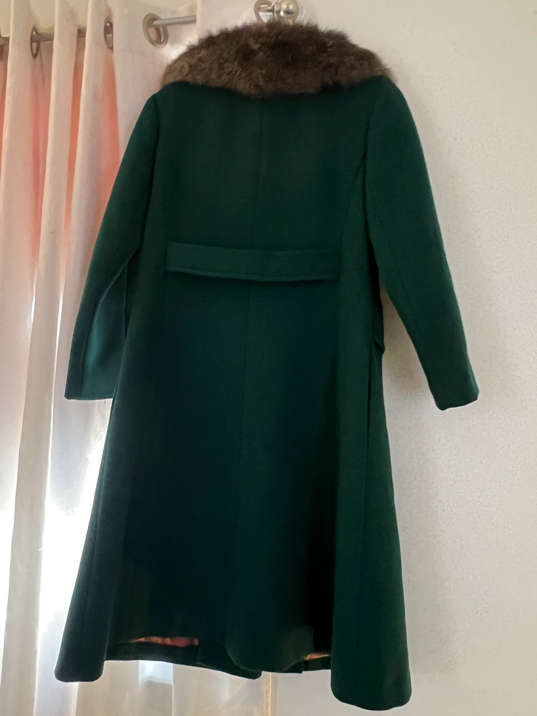 Vintage Green Coat with Fur Collar - photo 2