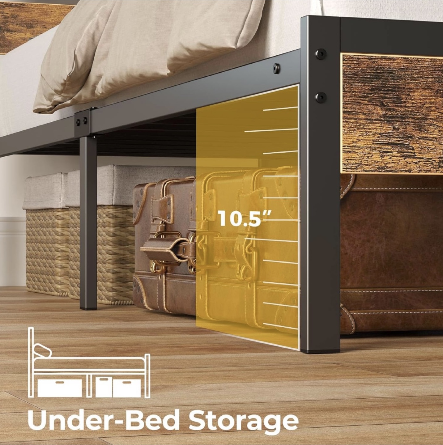 Twin Size Bed Frame with Storage Headboard & LED Lights - photo 5