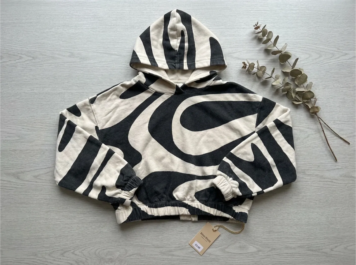 H&M Patterned Crop Hoodie - Size 12