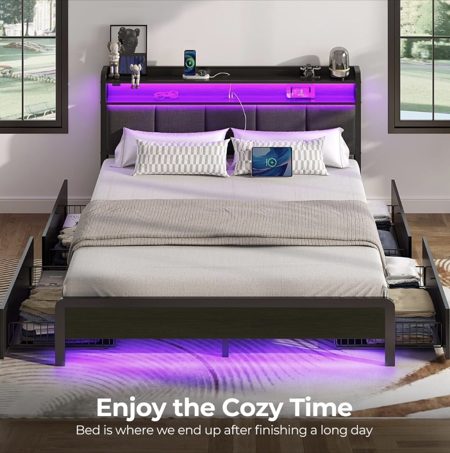 FullSize Bed Frame with RGB LED Lights - photo 4