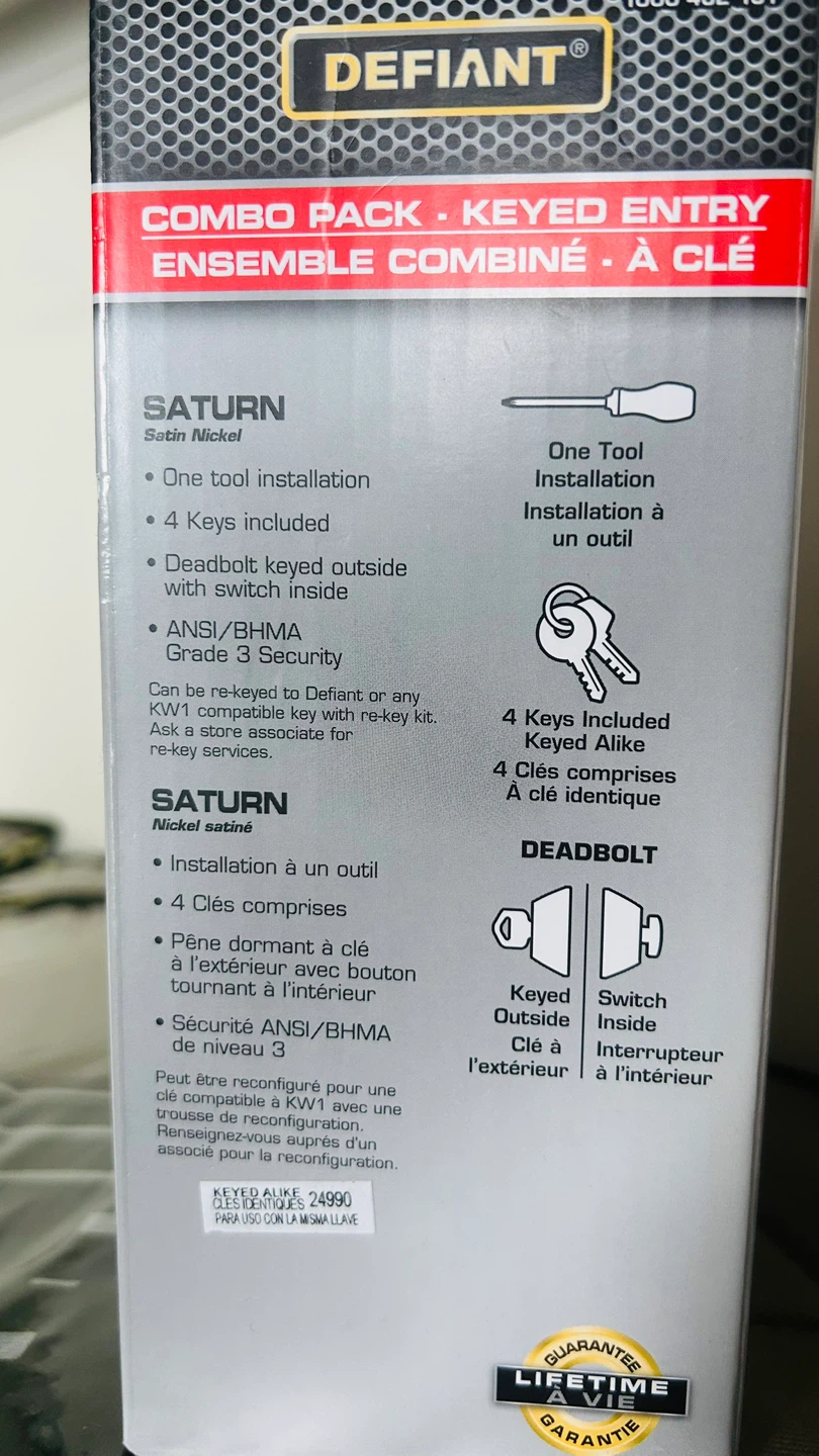Defiant Saturn Satin Nickel Combo Pack - Keyed Entry - photo 4