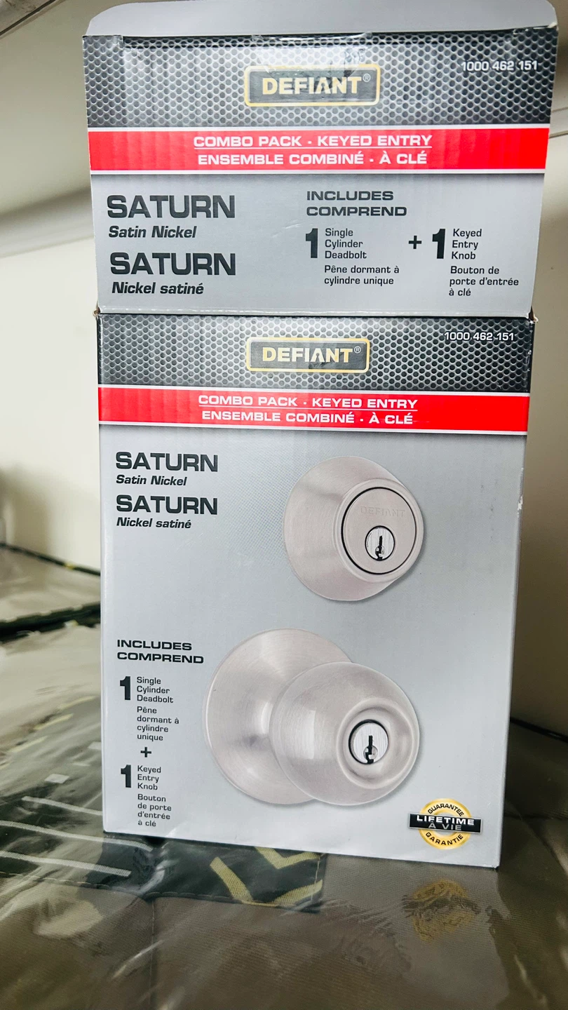 Defiant Saturn Satin Nickel Combo Pack - Keyed Entry
