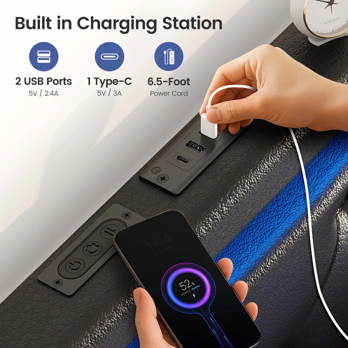 Queen Size Bed Frame w/ Charging Station - photo 4