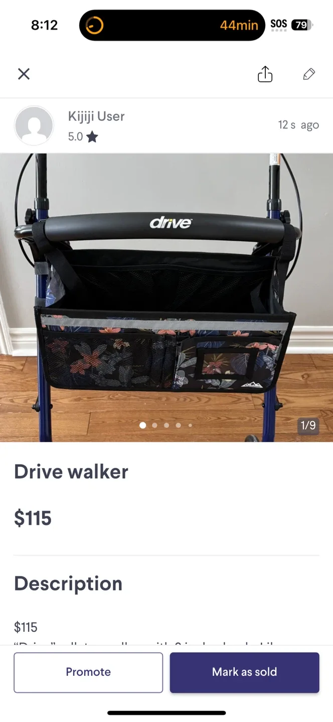 Drive Walker with Floral Bag