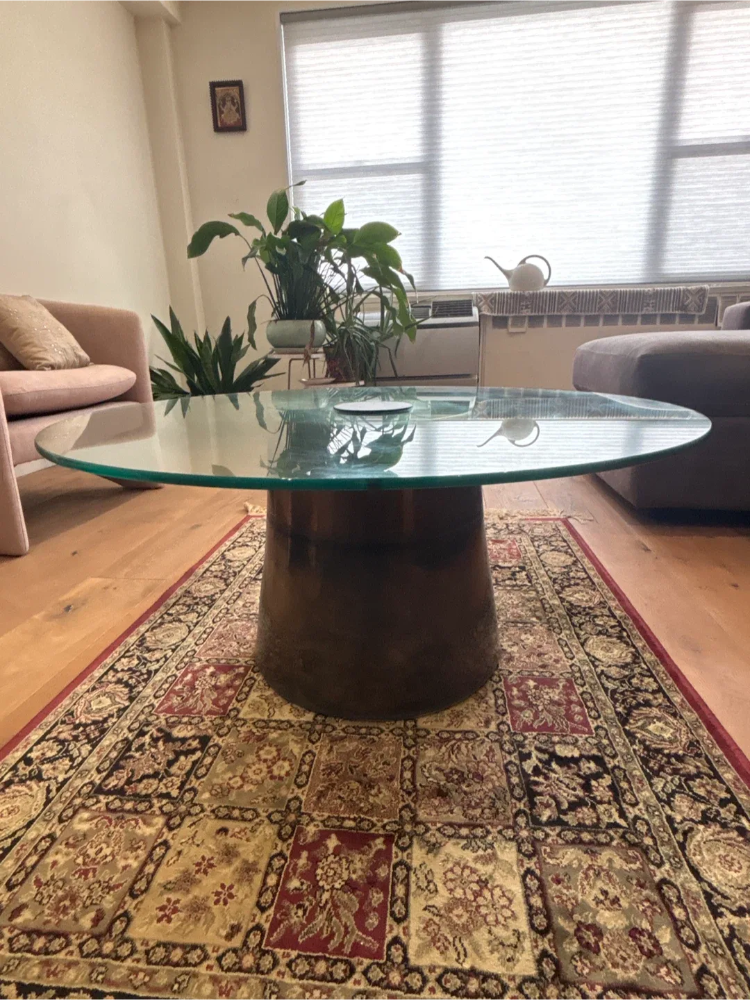 West Elm: Glass Top Coffee Table with Metal Base