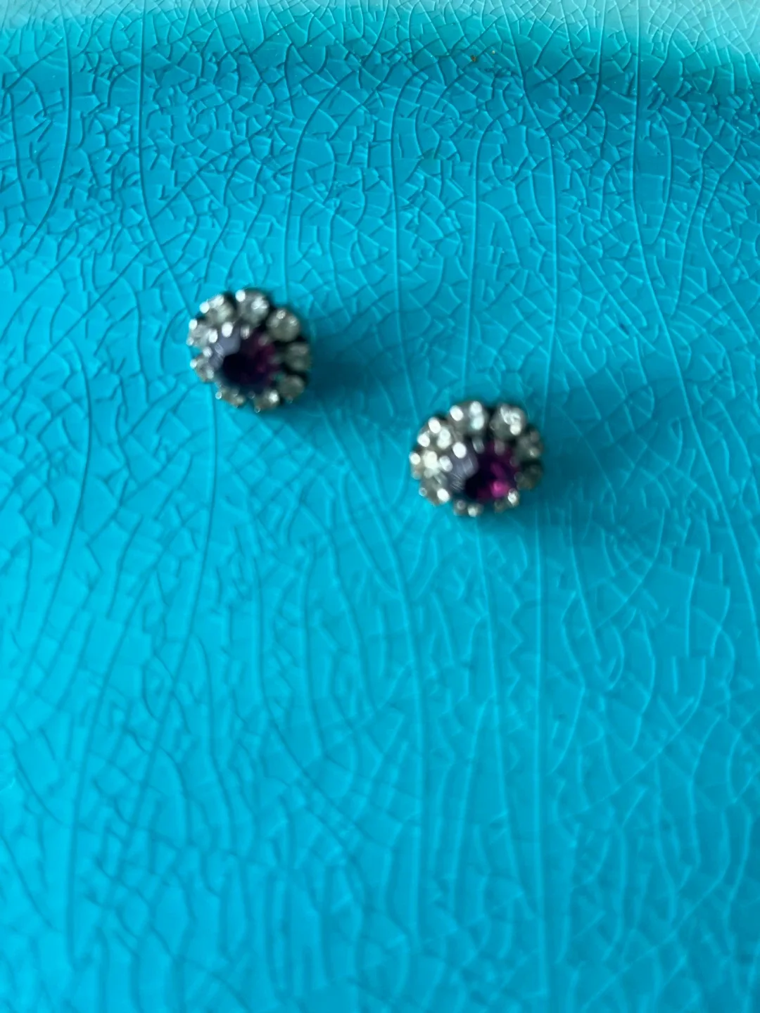 Stud Earrings - Purple (Amethyst, I believe) and Clear