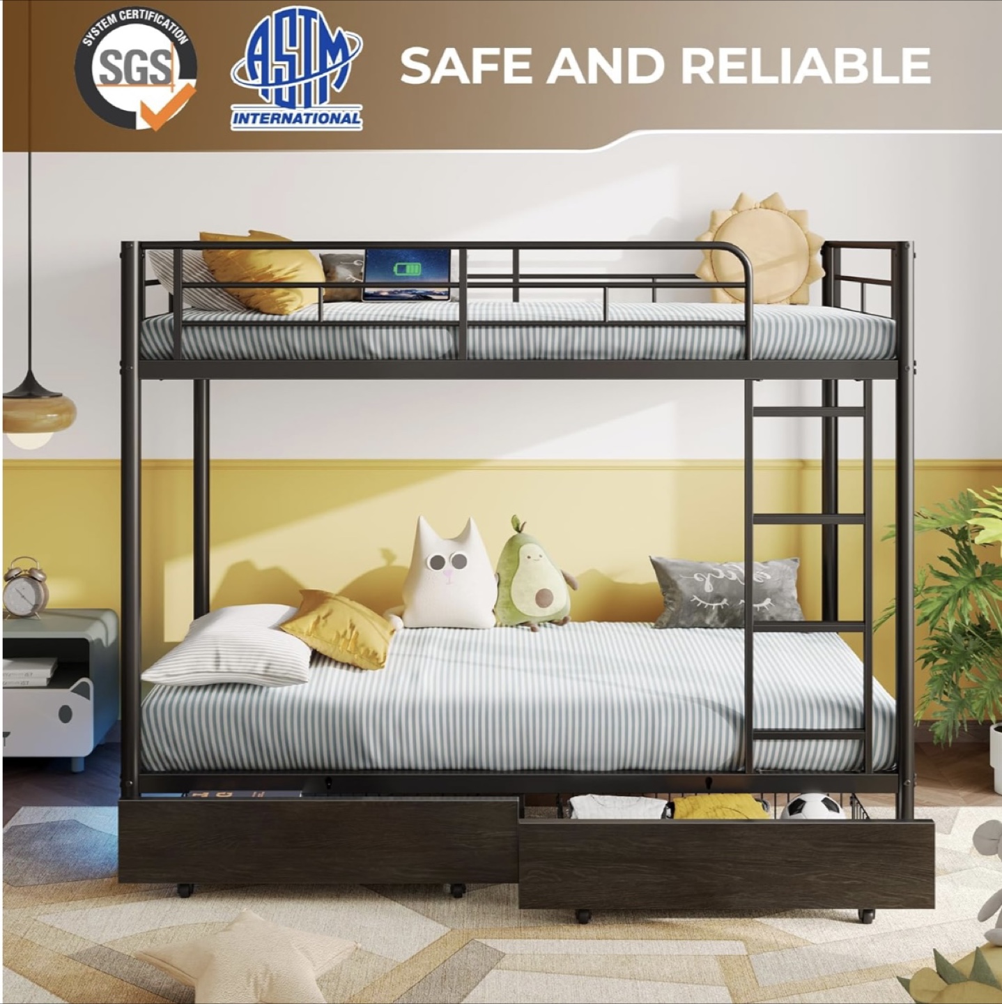 Metal Bunk Bed Frame with RGB LED Strip Lights - photo 5