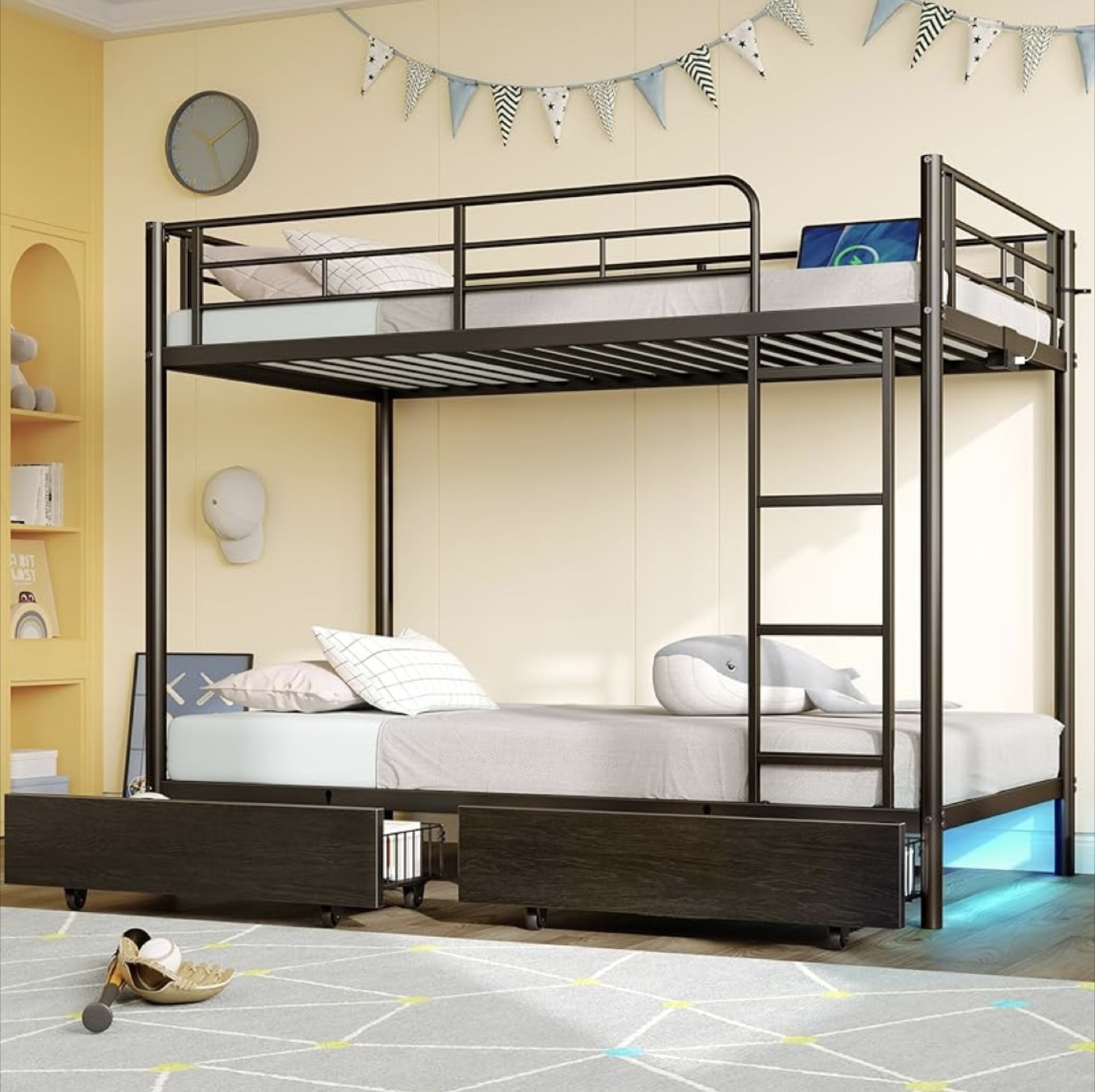 Metal Bunk Bed Frame with RGB LED Strip Lights - photo 4
