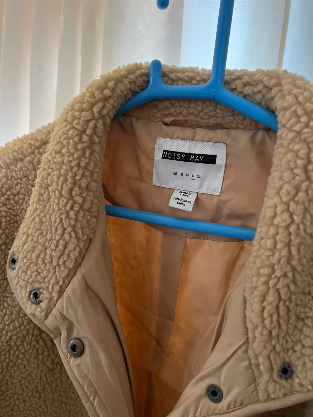 Noisy May Beige Teddy Coat - Size XS