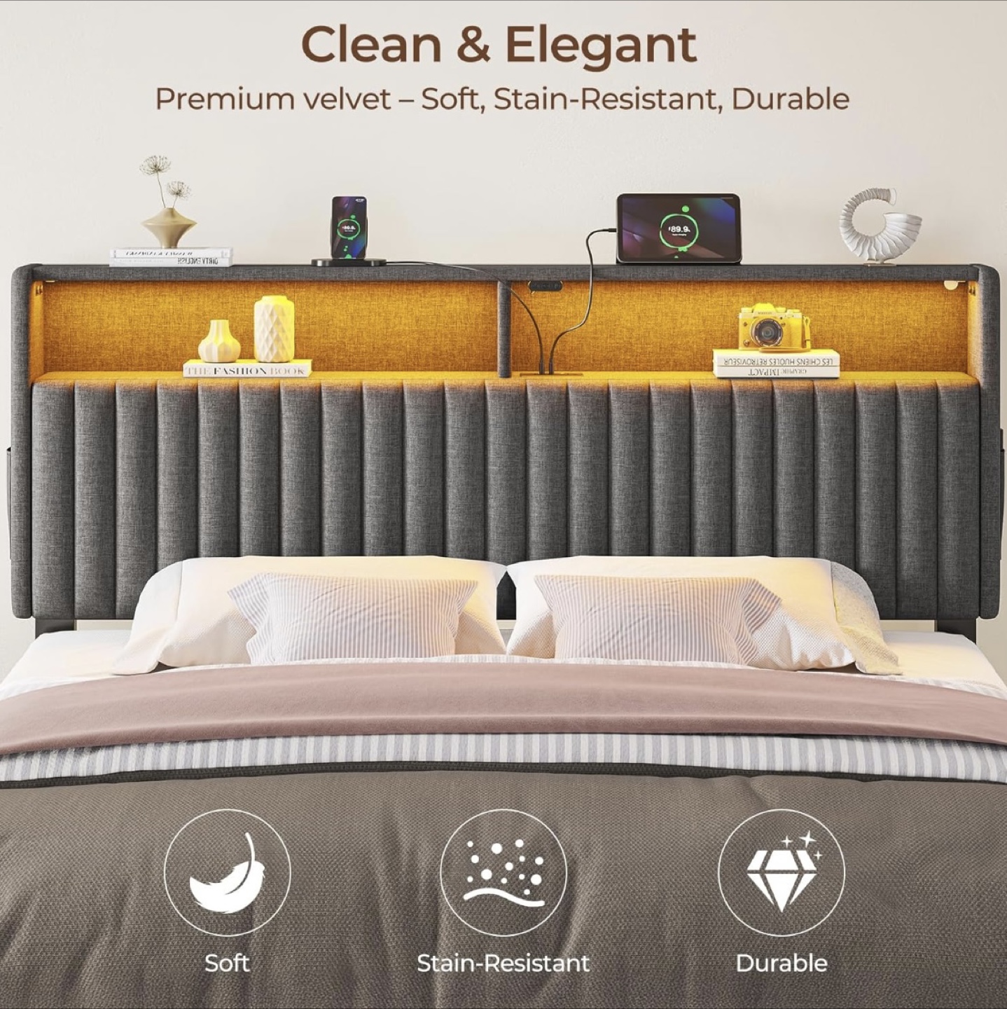 Queen Size Bed Frame with LED Headboard - photo 5