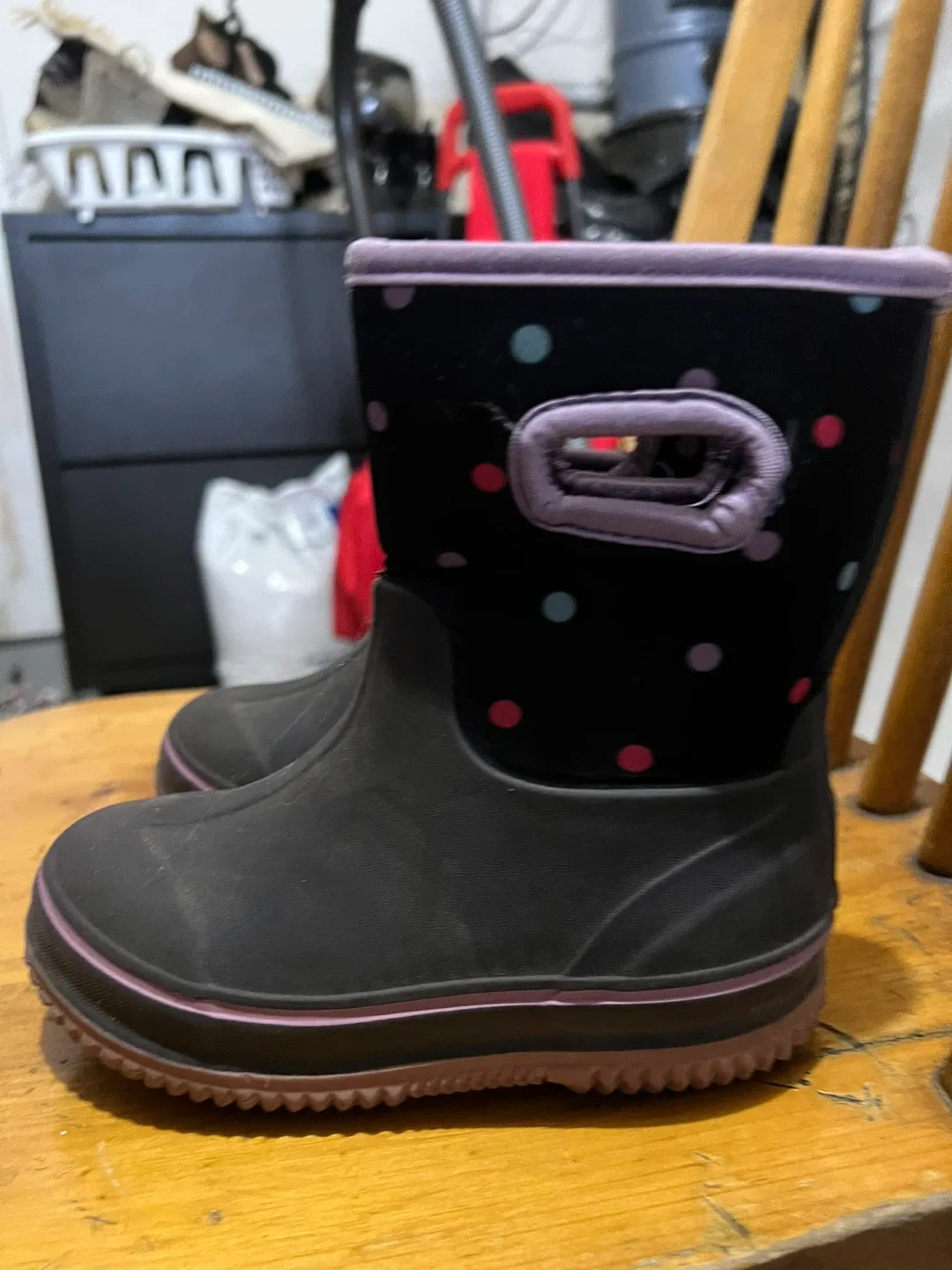 Bogs Black & Polka Dot Rain Boots - Size 10