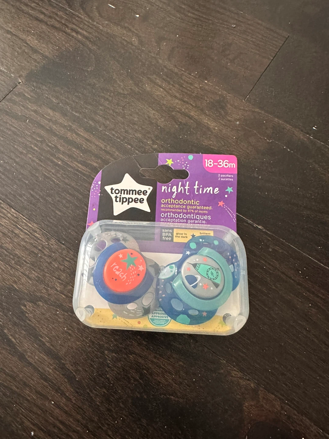 Brand new Tommee Tippee Night Time Pacifiers, 18-36m, New